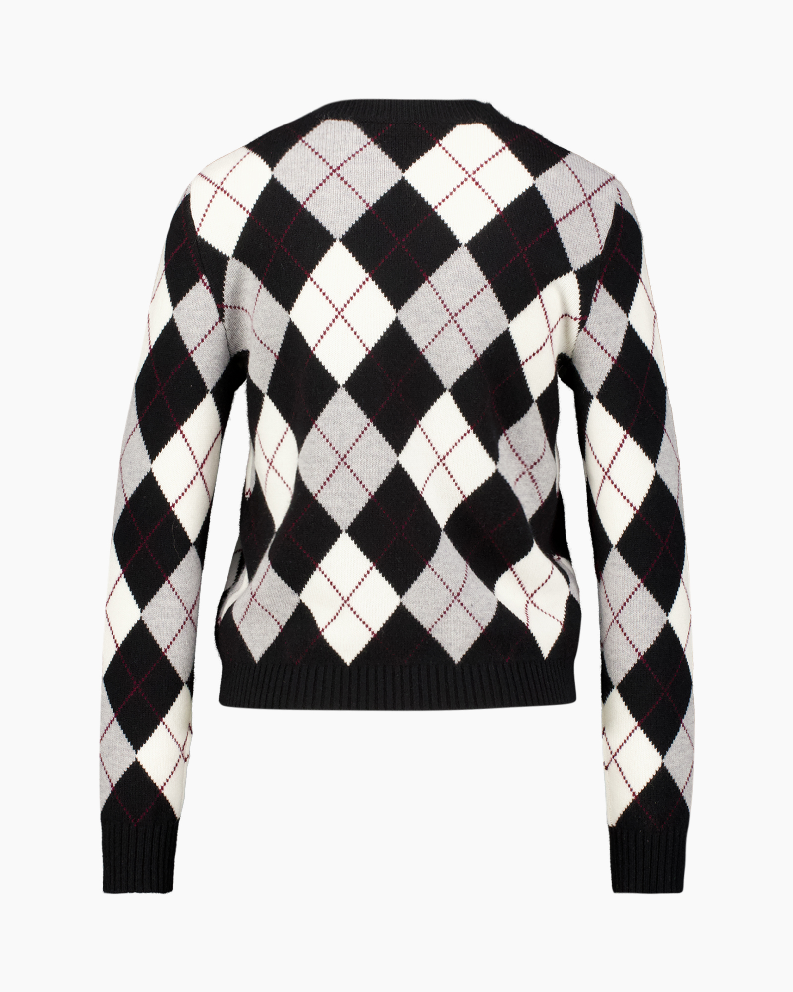 argyle sweater, knit sweater, argyle pattern, long sleeve, black white gray