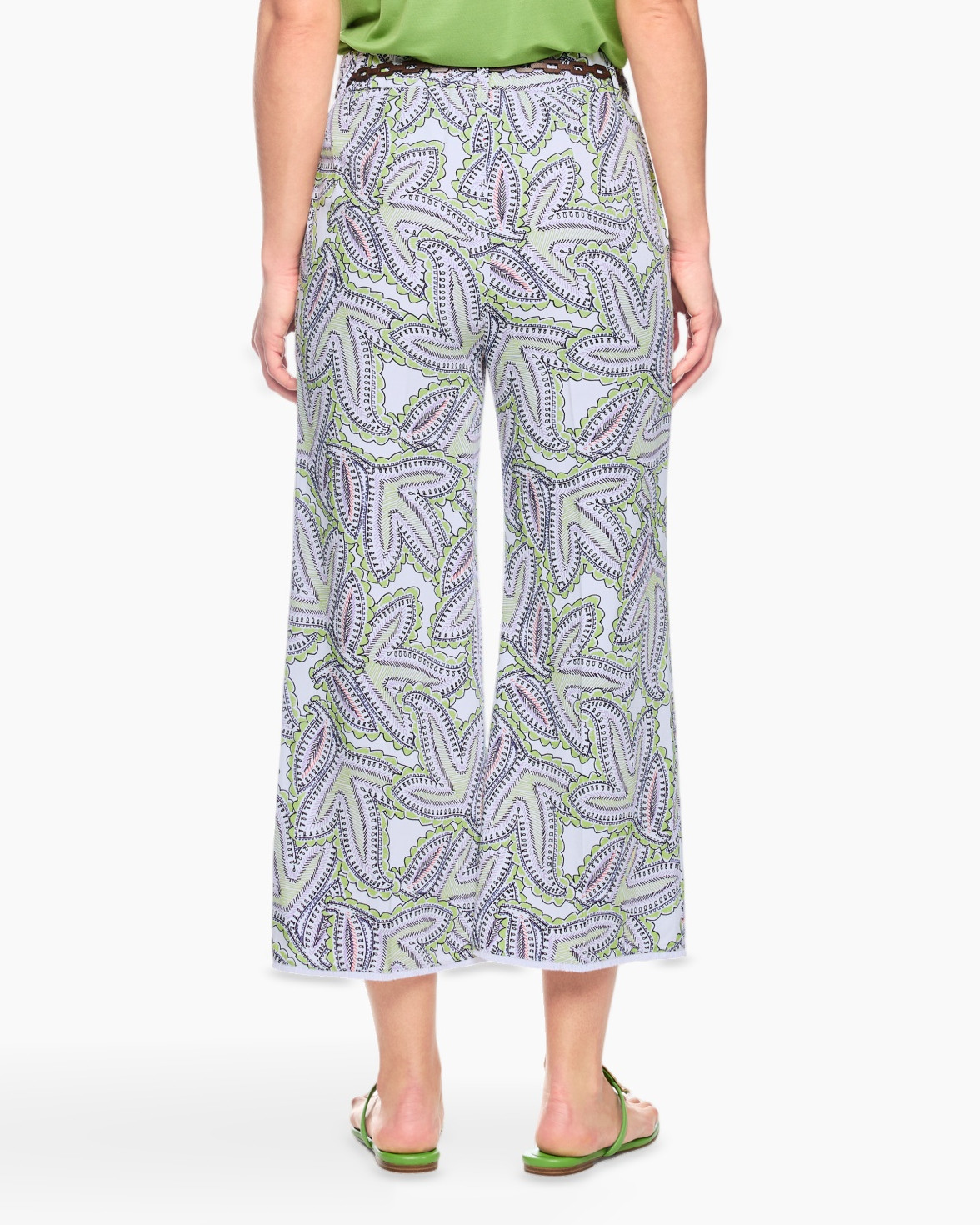 skirt, palazzo, paisley, print, green