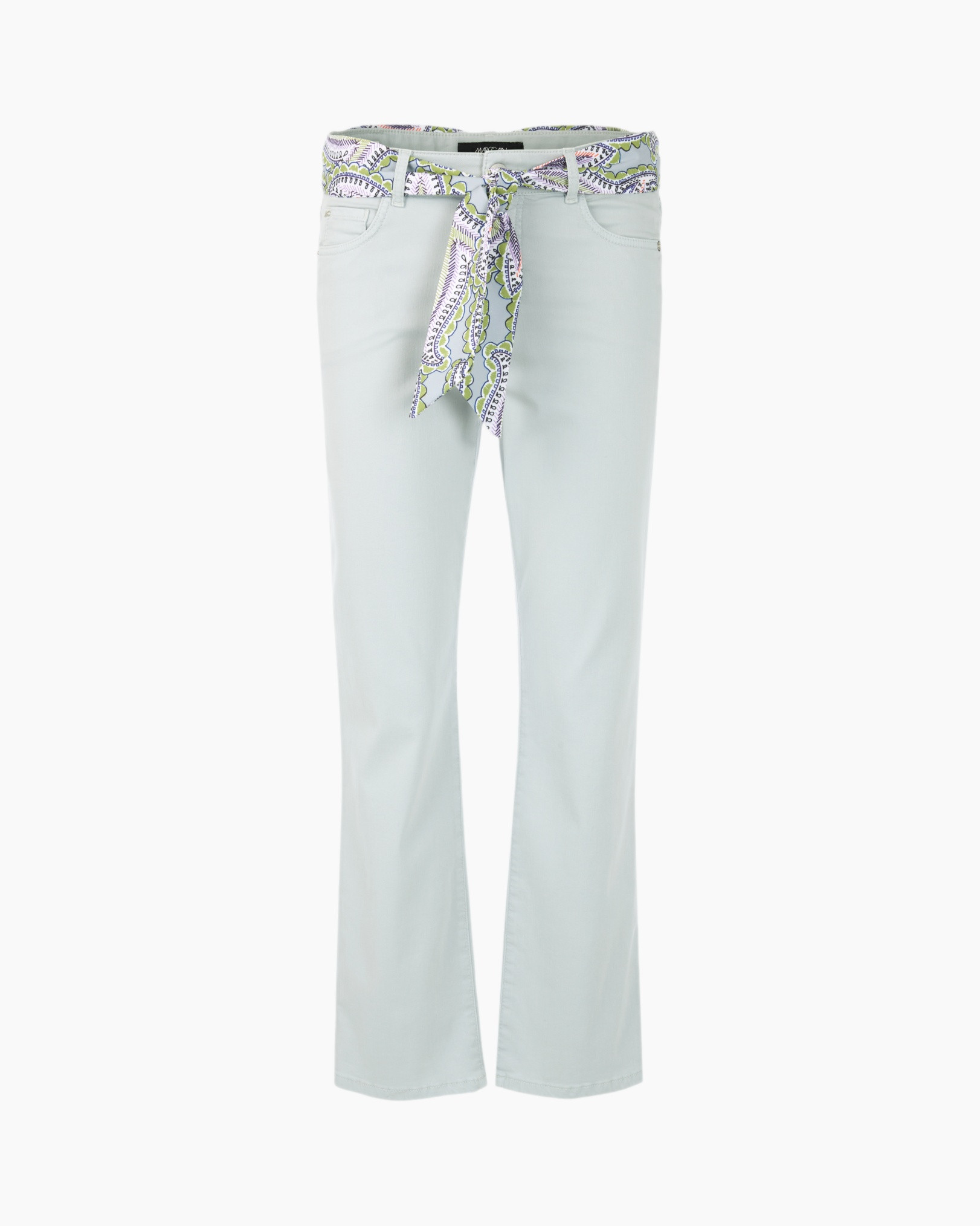 pants, trousers, light blue, belted, paisley scarf belt