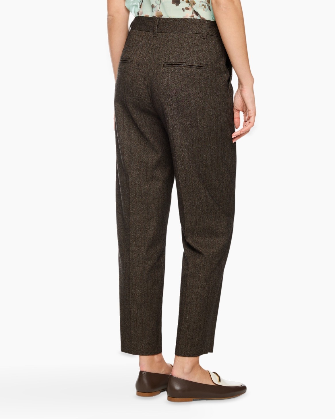 trousers, pants, brown, pinstripe, back-pocket