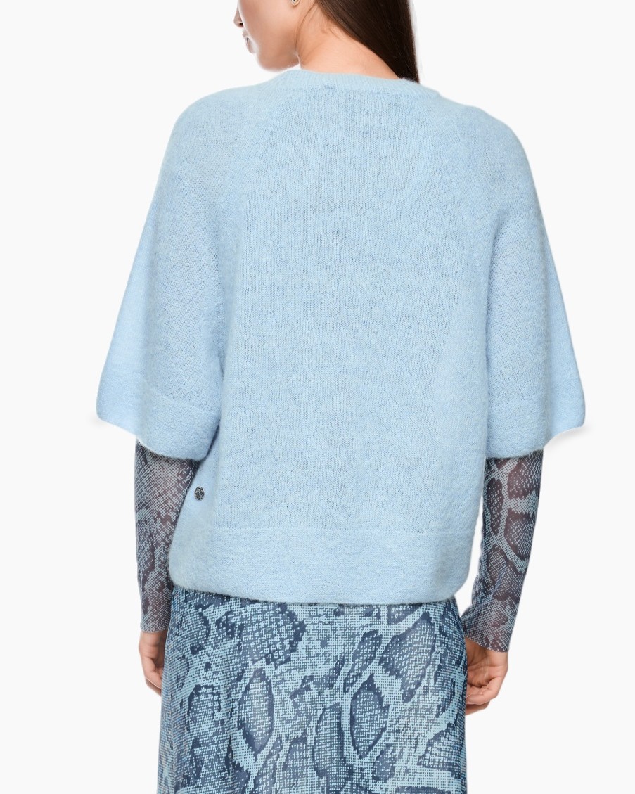 soft sweater, light blue, oversized, knit top, long sleeve