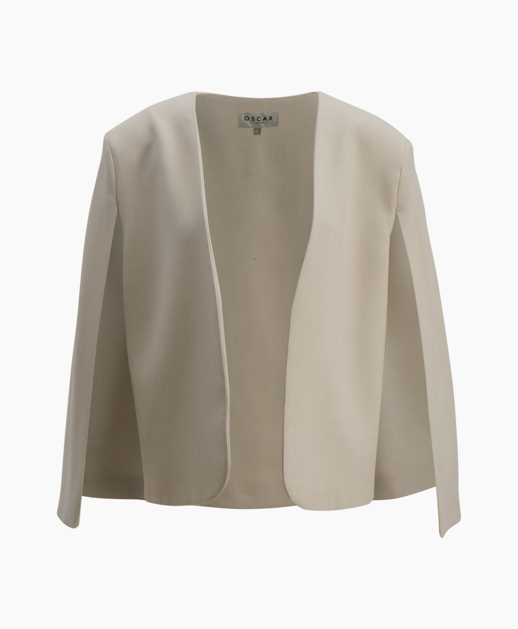 blazer, open front, beige, tailored, construction