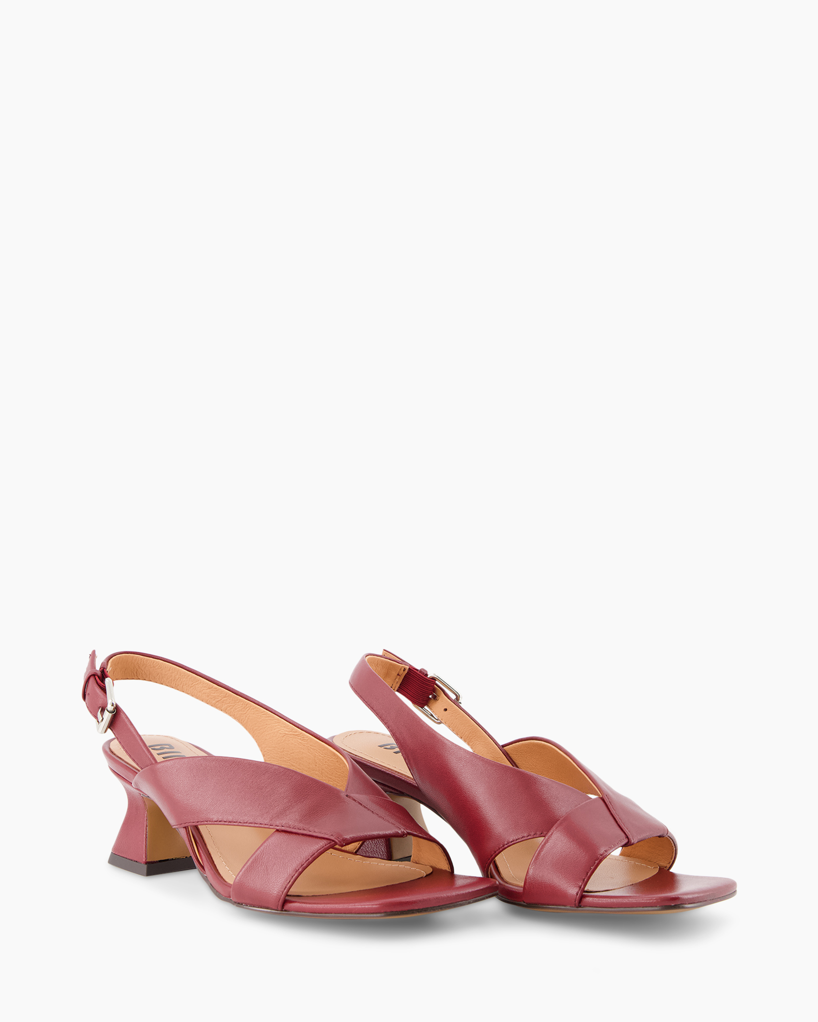 sandals, open toe, low heel, red, strappy