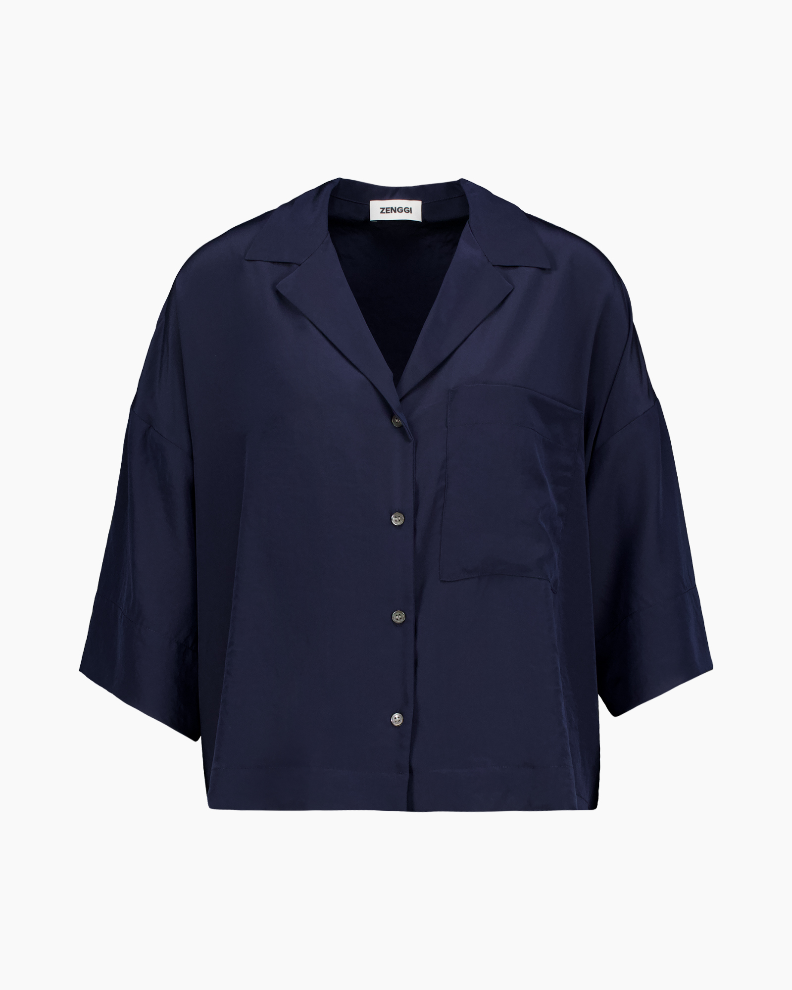 button-down, navy, short-sleeve, collared, pocket
