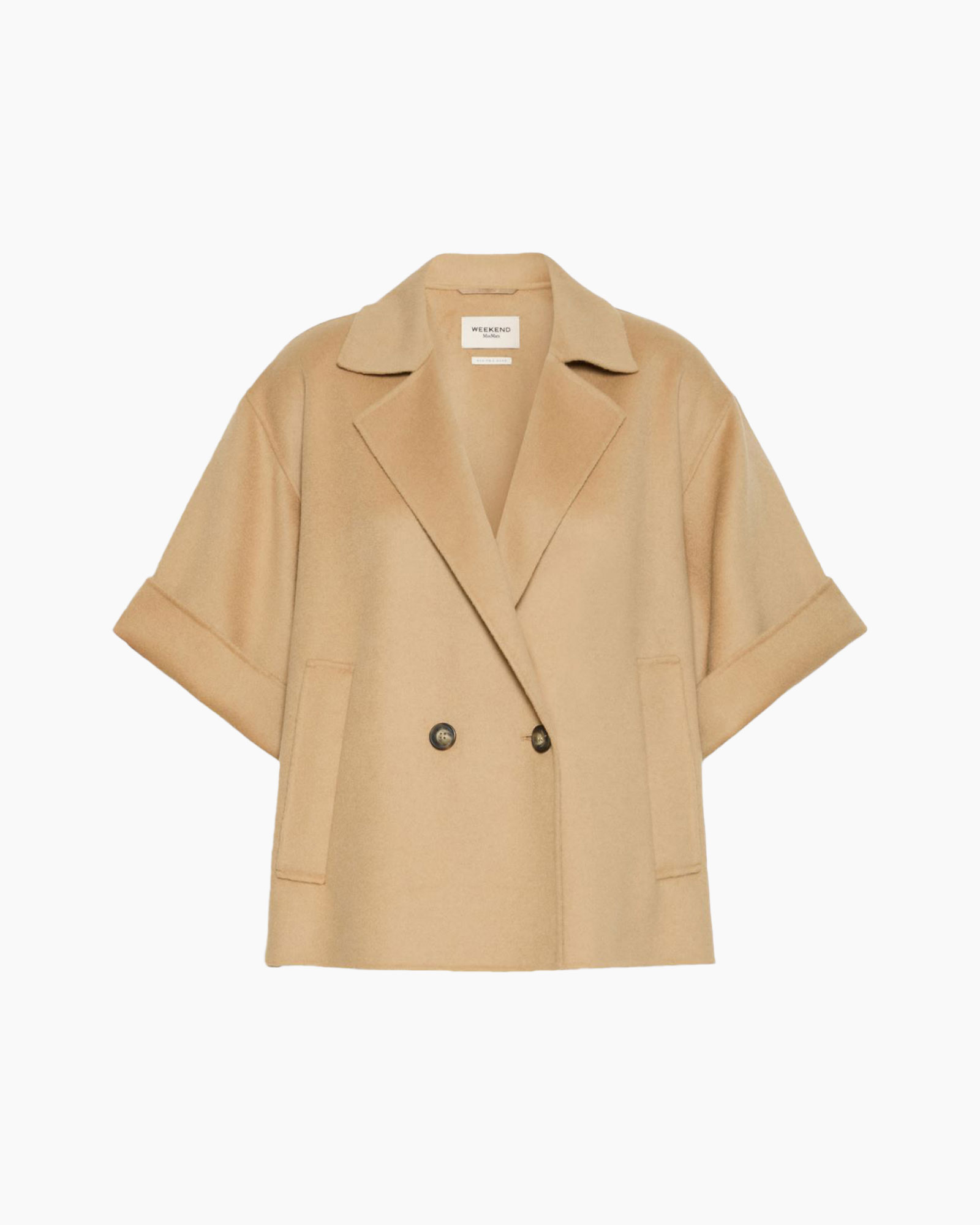 coat, blazer, beige, double-breasted, short-sleeve