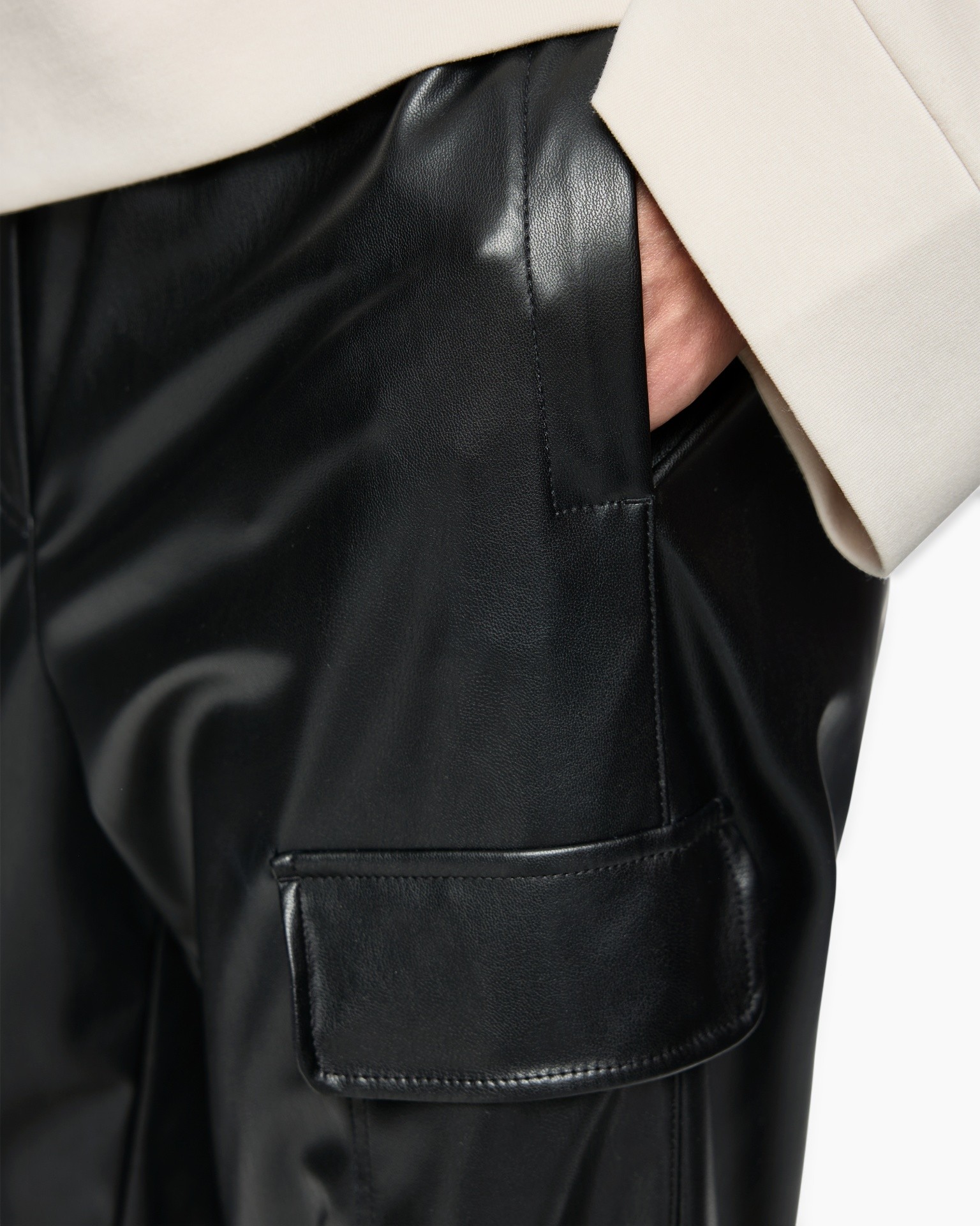 pants, leather, pocket, side pocket, black leather