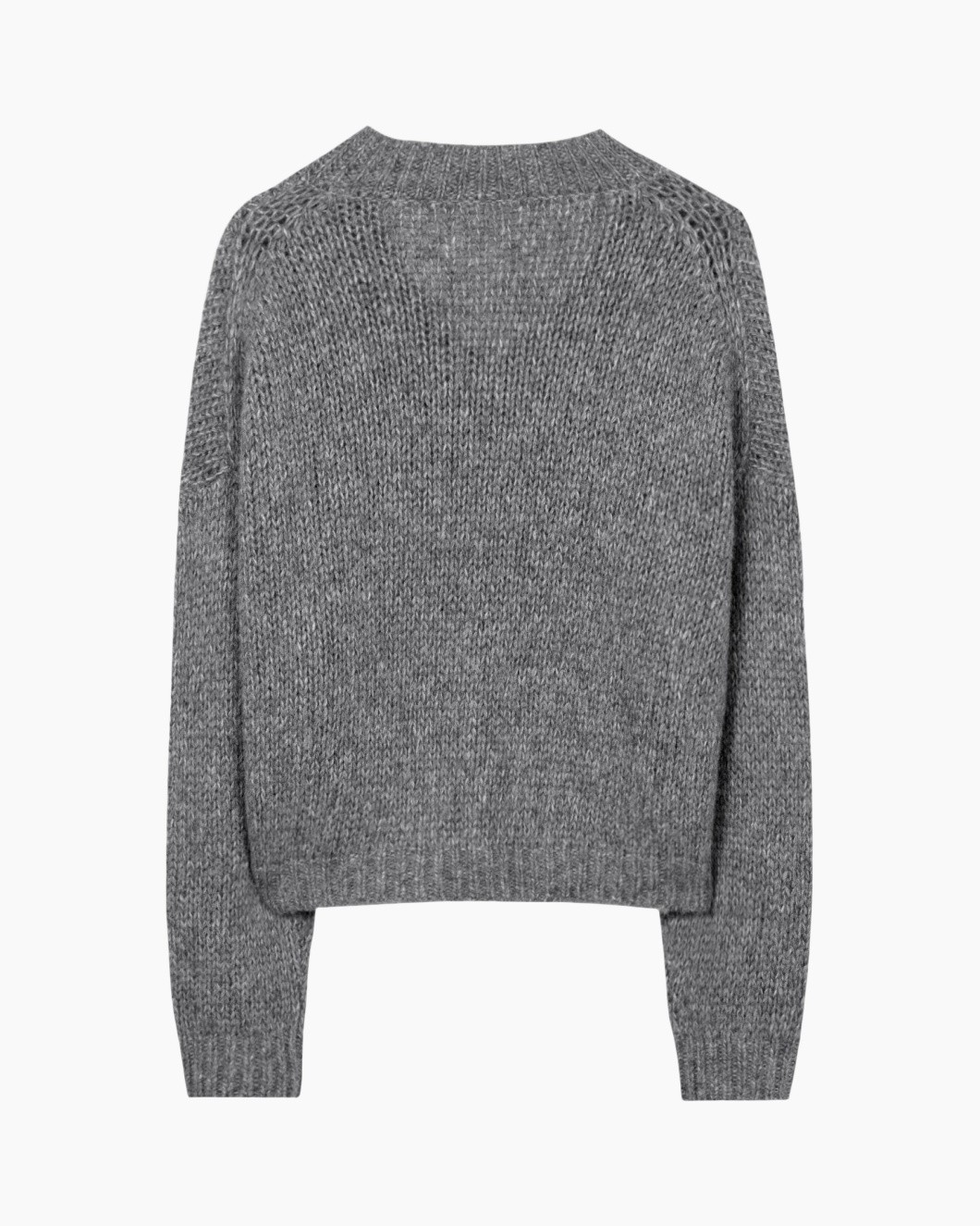 sweater, knitted, gray, long-sleeve, crew-neck