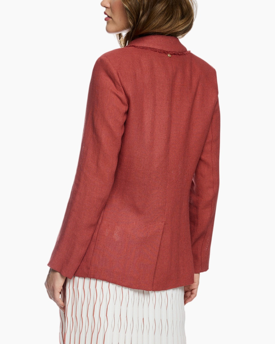blazer, cardigan, linen, pink, patch pockets