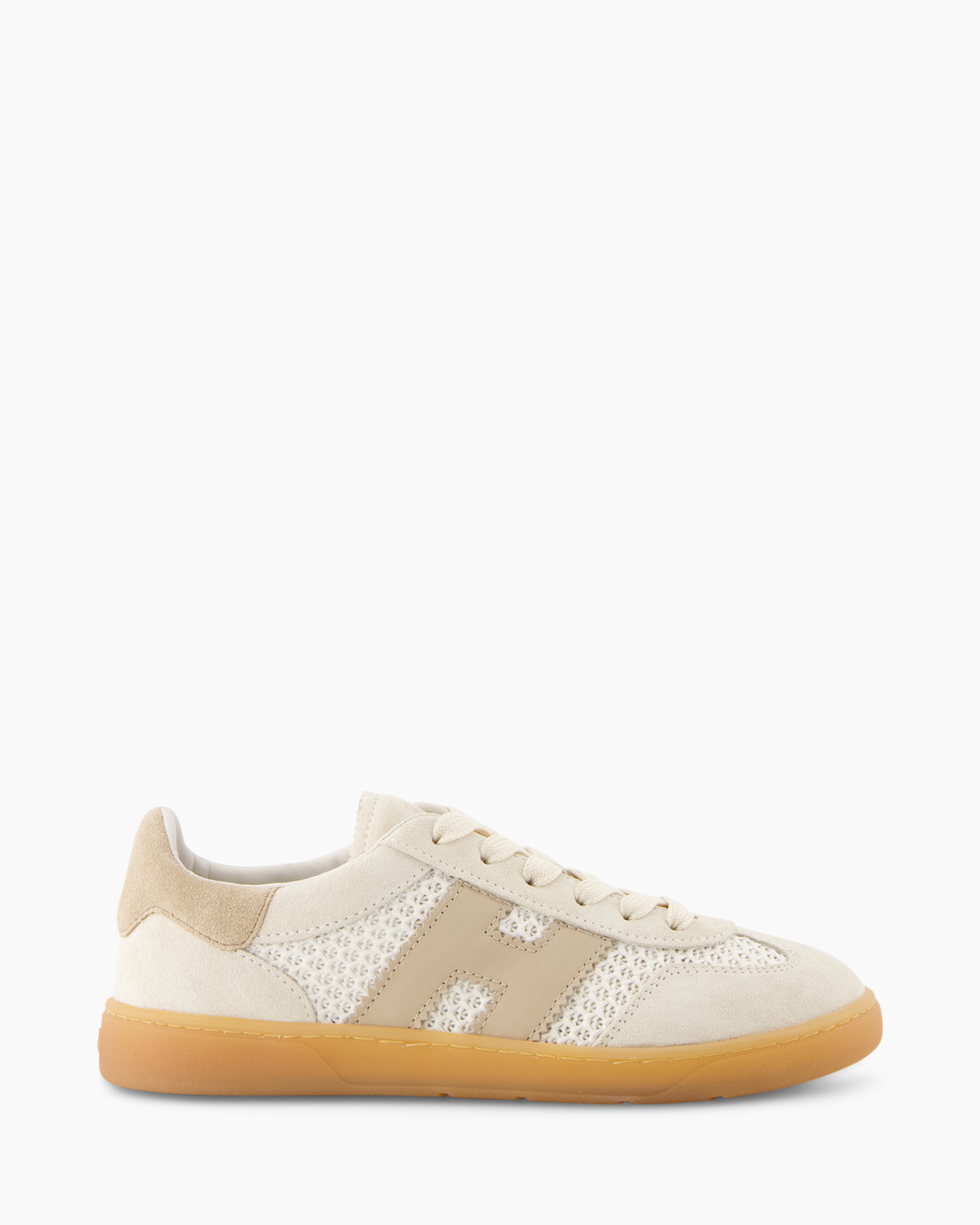 sneaker, shoe, lace-up, beige, gum sole