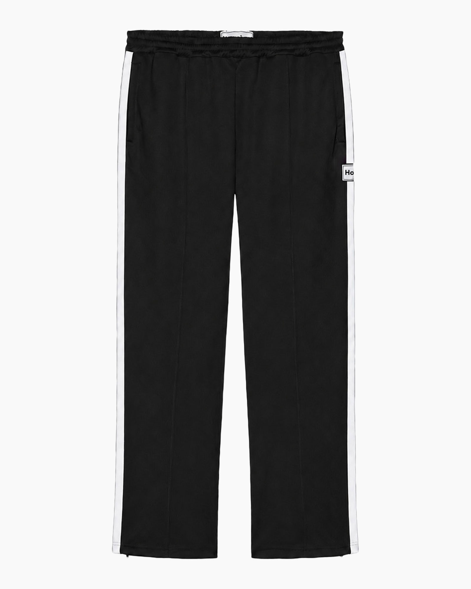 pants, track pants, black, side stripe, elastic waistband