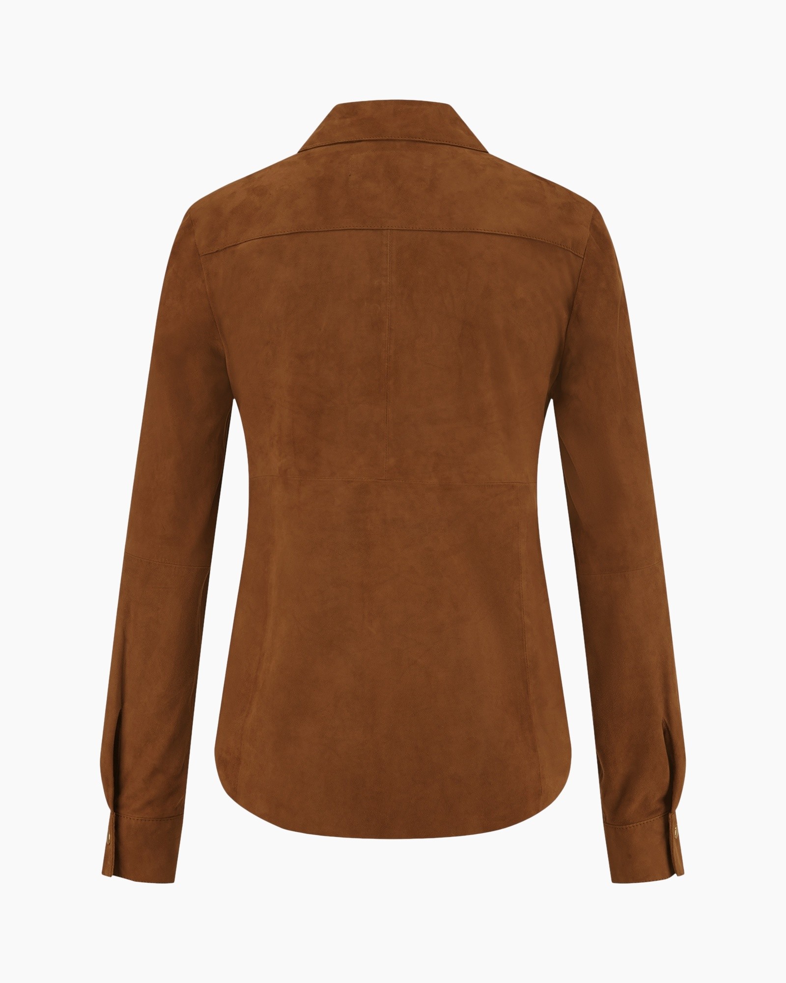 brown, suede, shirt, long-sleeve, collar