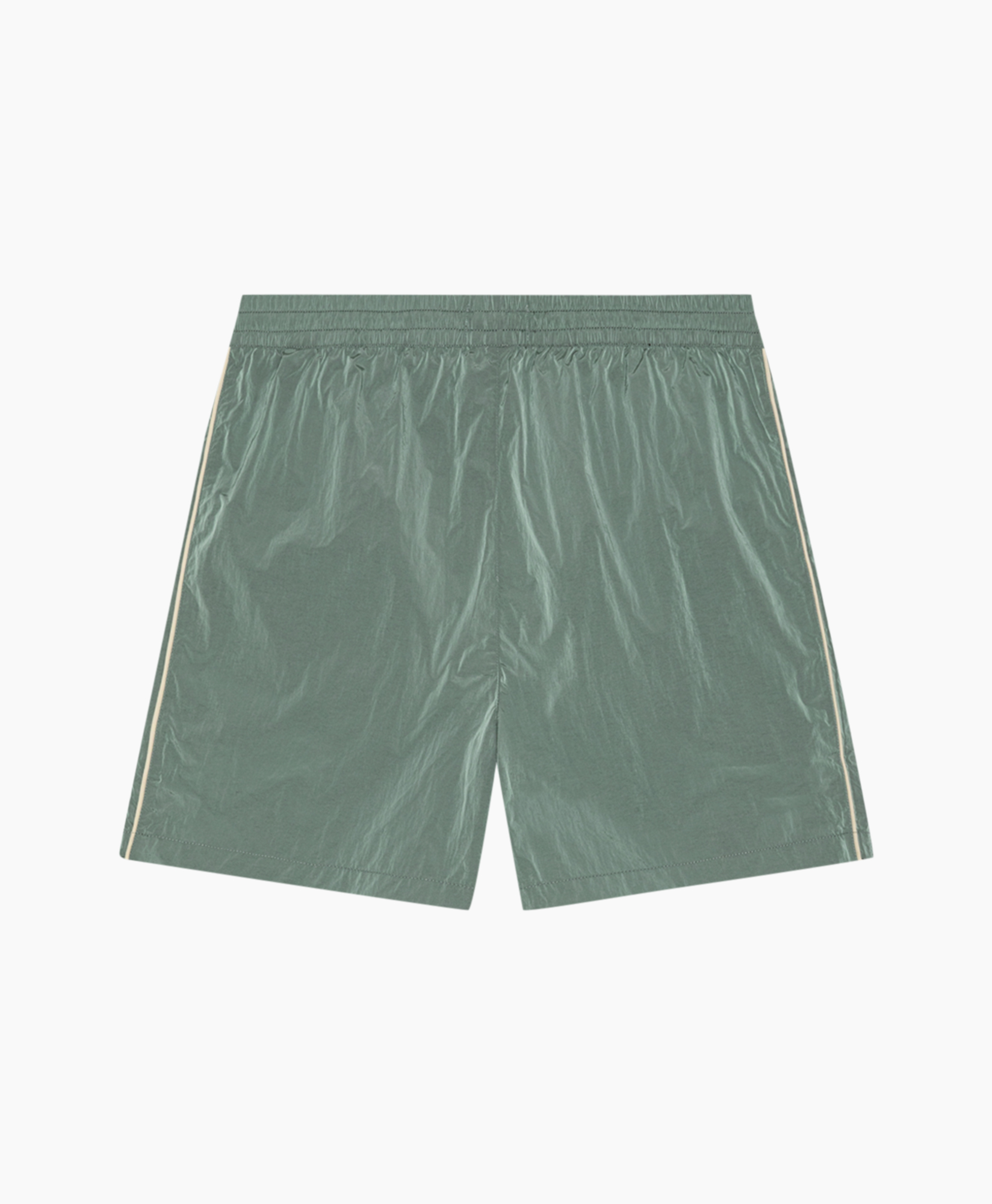 shorts, green, drawstring?, elastic waistband, pocketless?