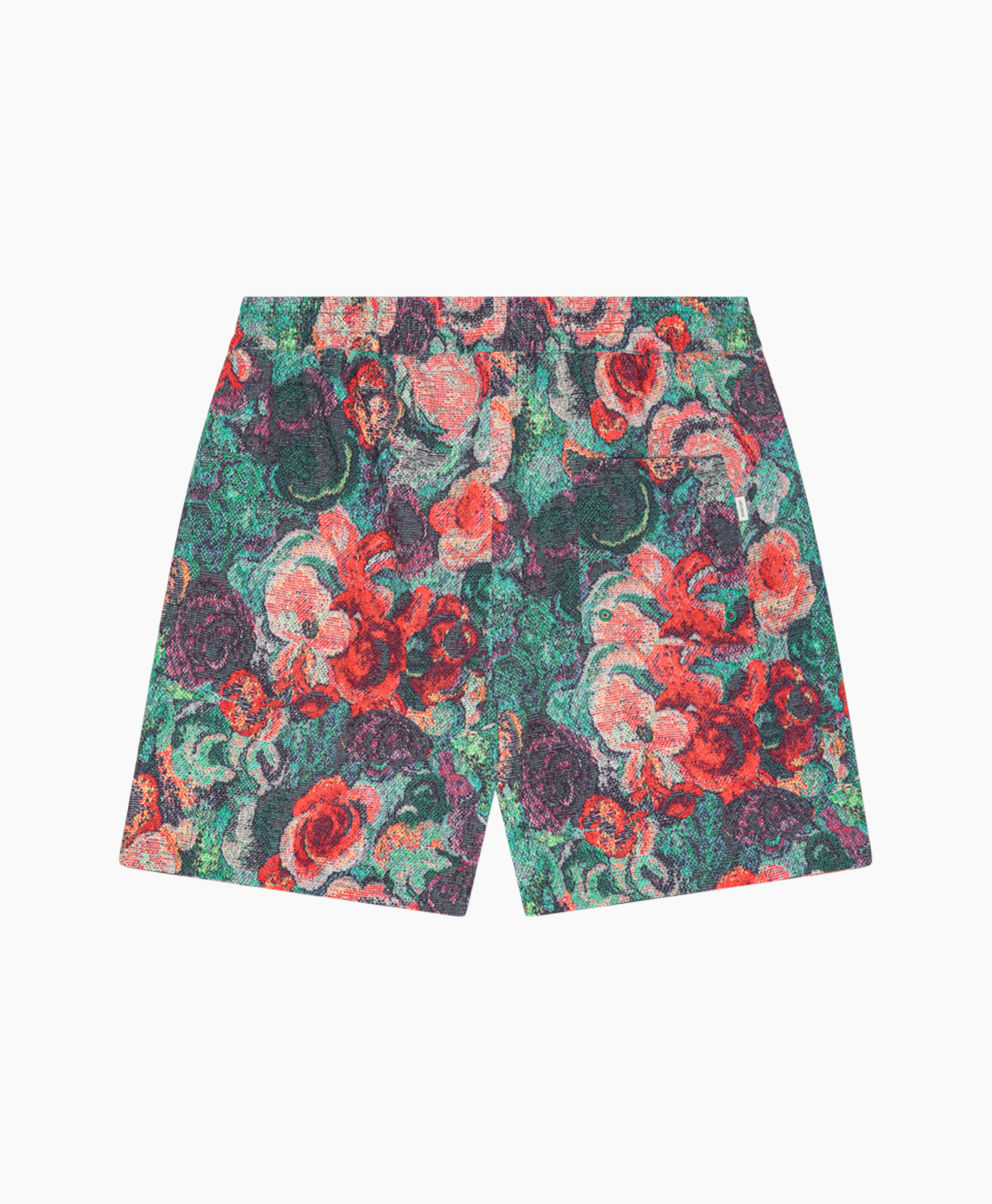 shorts, floral, drawstring, green, red