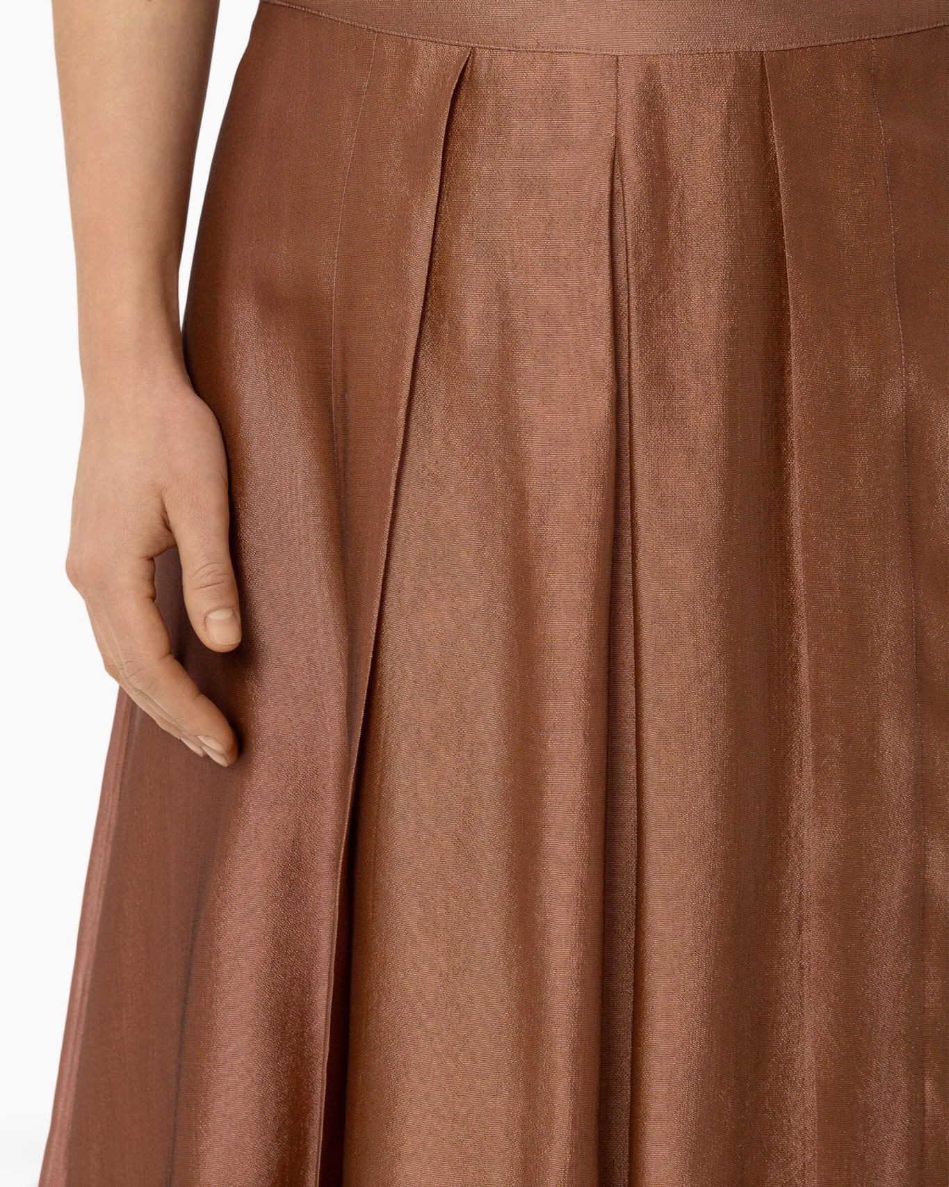 skirt, pleats, brown, metallic, fabric