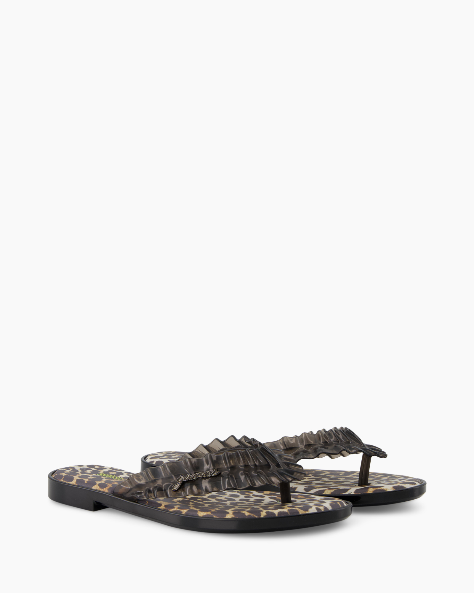 flip-flop, thong, sandals, leopard, ruffled