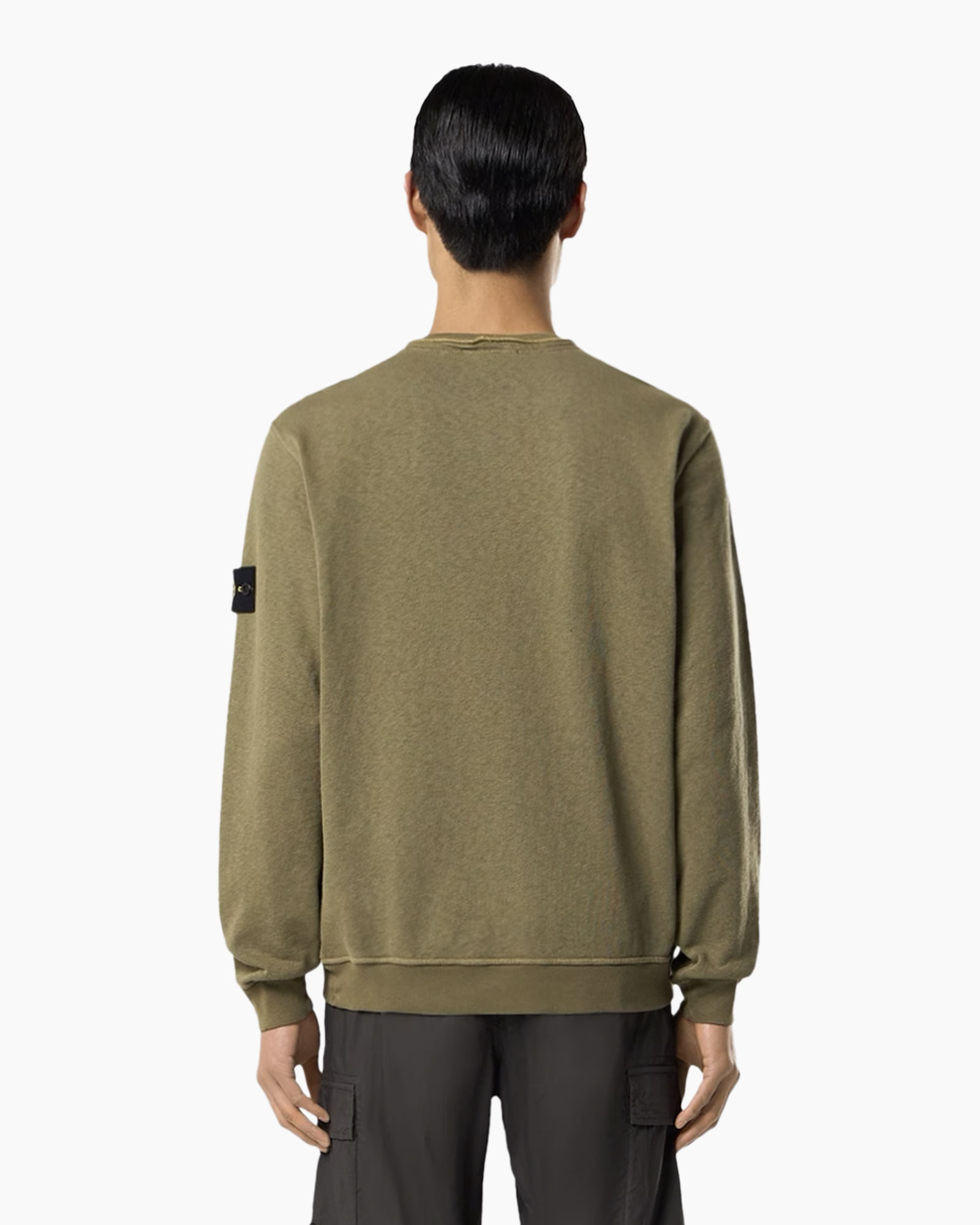 sweatshirt, crewneck, olive, long-sleeve, patches