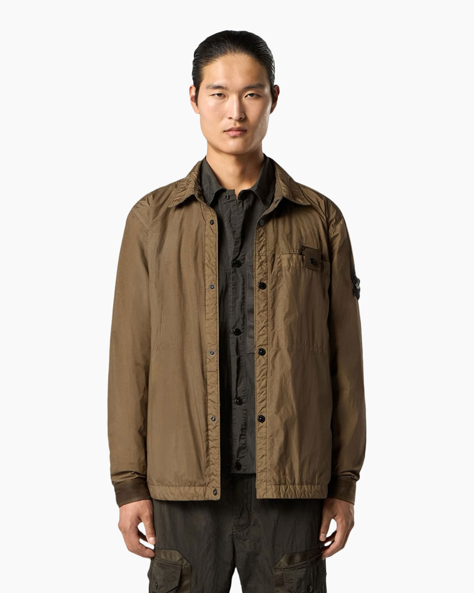 jacket, lightweight, brown, collared, outerwear