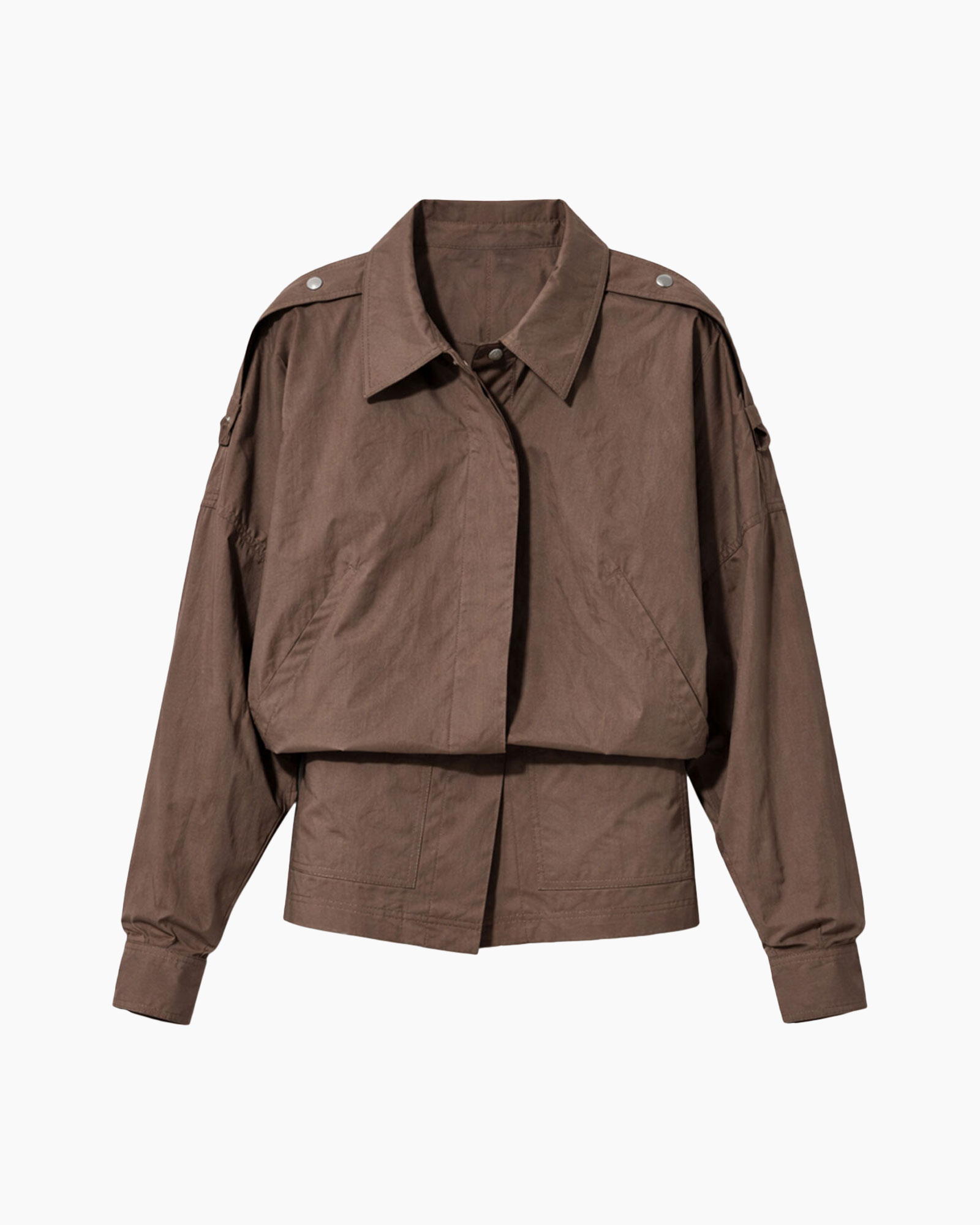 jacket, windbreaker, brown, long-sleeve, collar