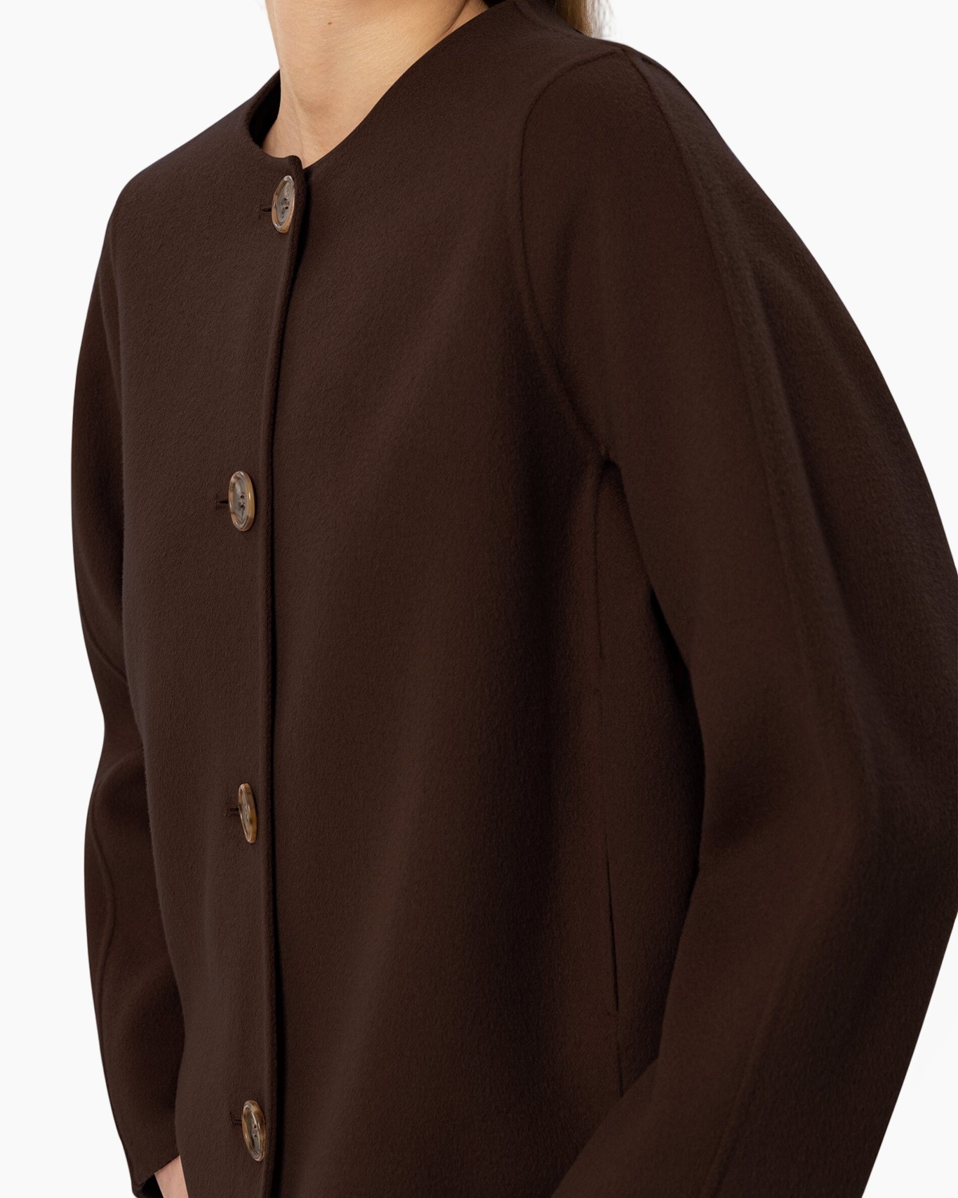 coat, brown, buttons, long-sleeve, open-front