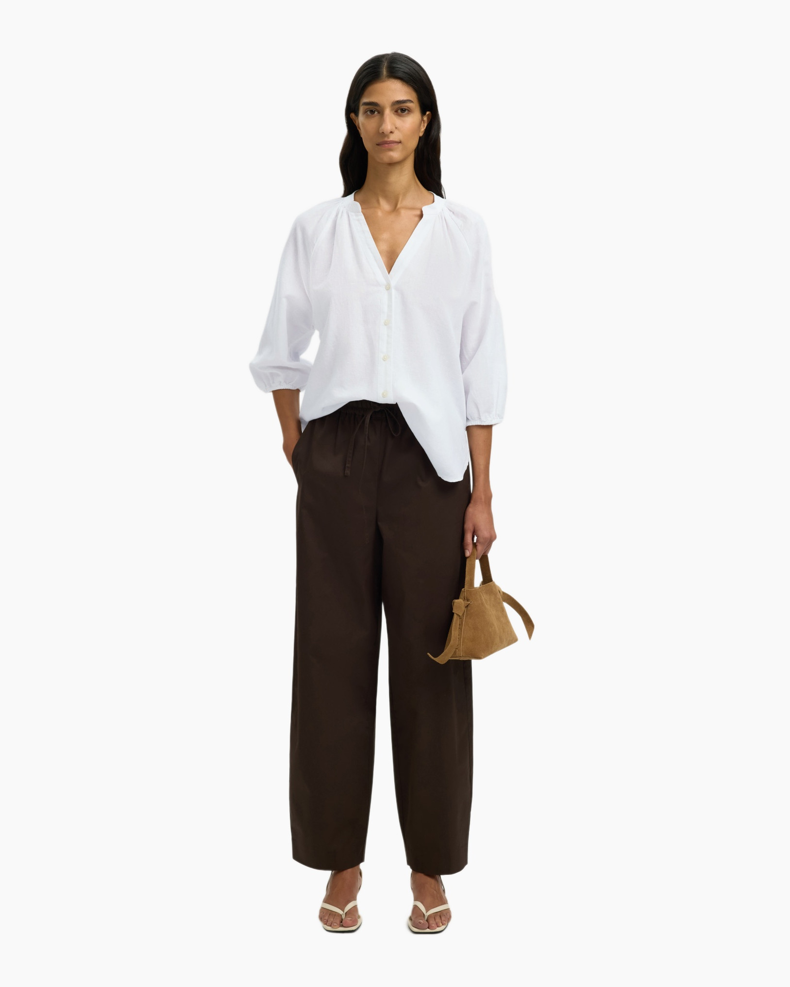 Blouse, Pants, Linen, Person, Woman
