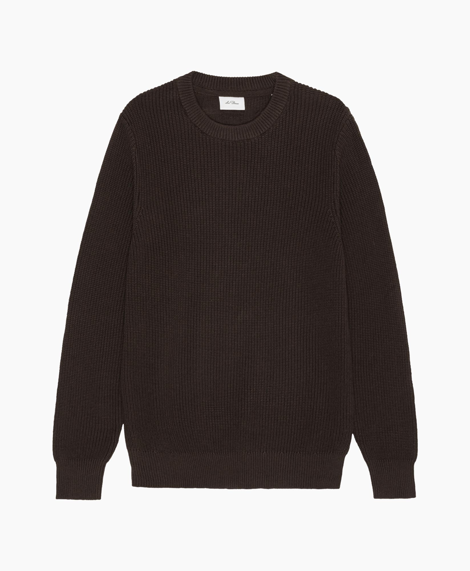 sweater, knit, crewneck, dark brown, long-sleeve