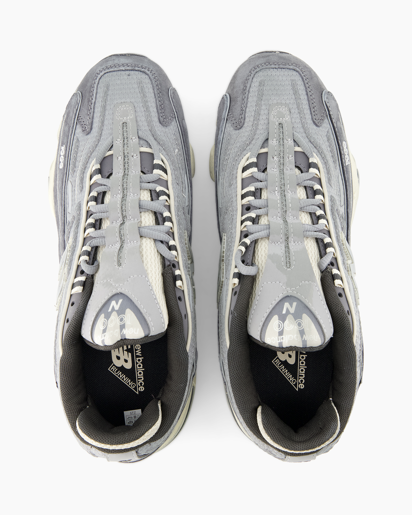 running shoes, gray sneakers, mesh, lace-up, pair