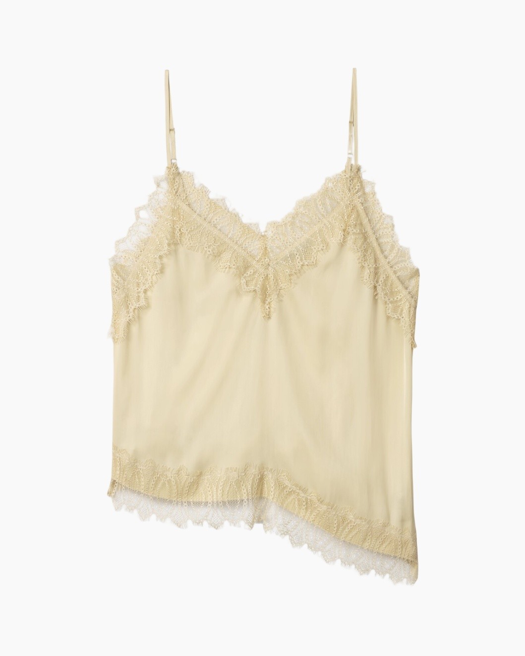 camisole, lace trim, satin, beige, spaghetti straps