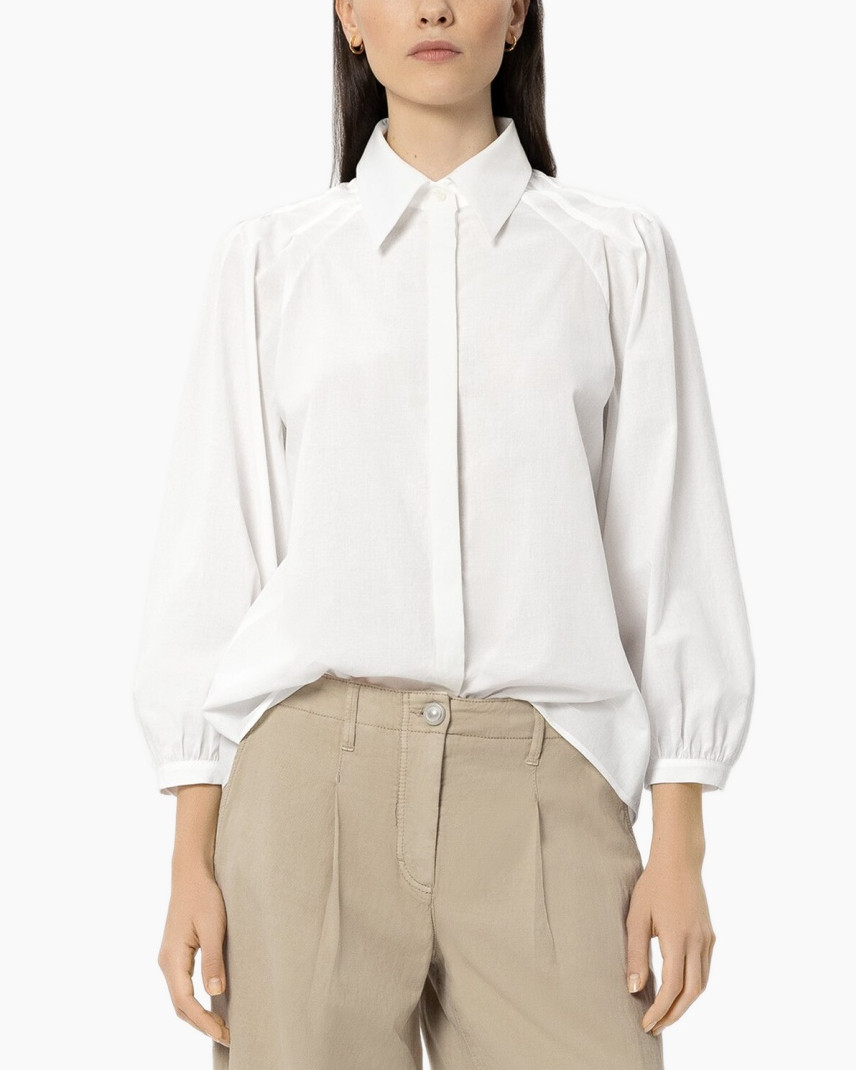 white shirt, button-down, collared, long-sleeve, broad-shoulder