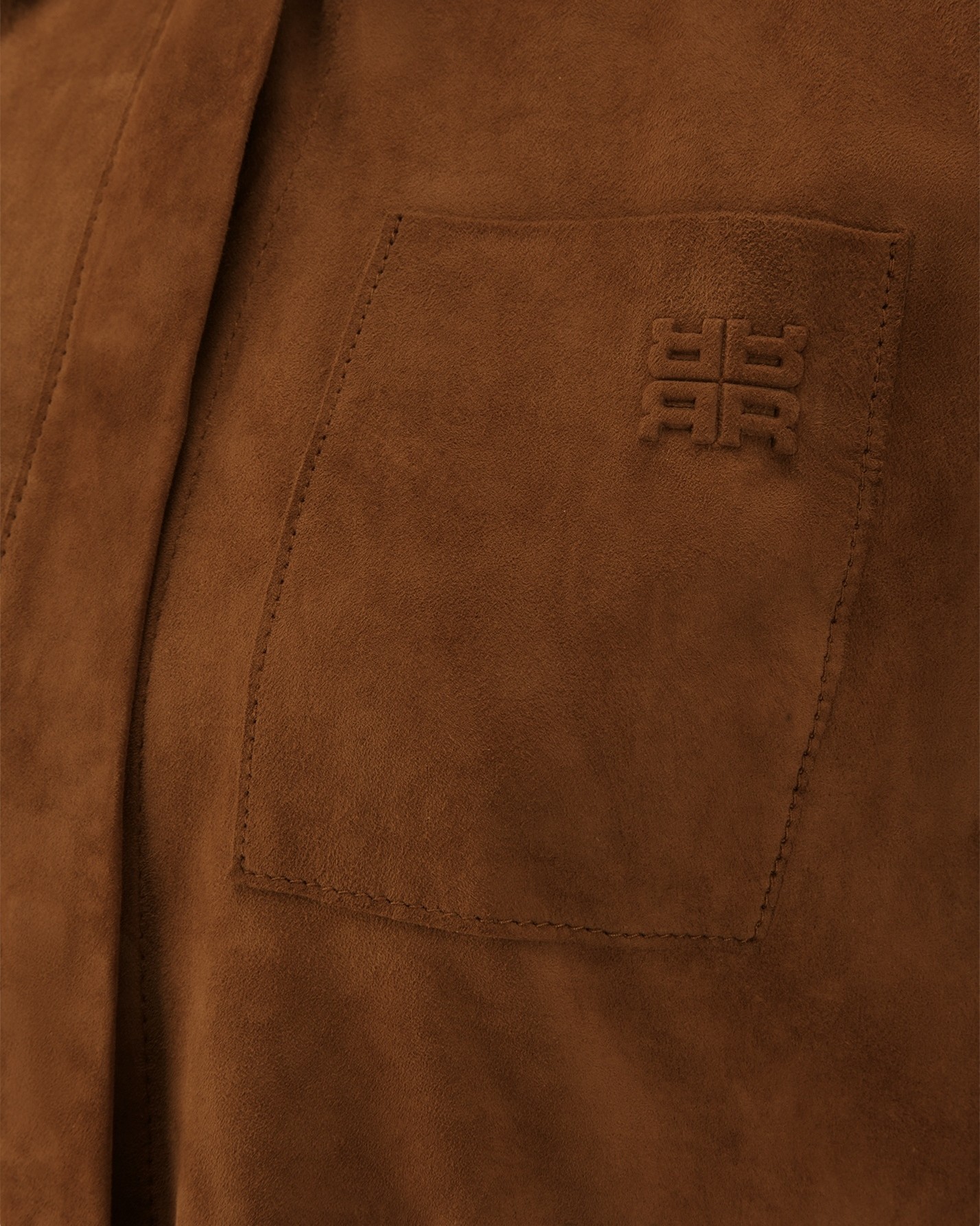 leather, pocket, brown, stitching, logo embossed