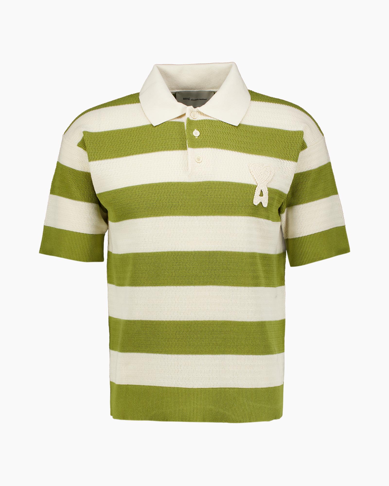 polo, striped, short-sleeve, green, cream