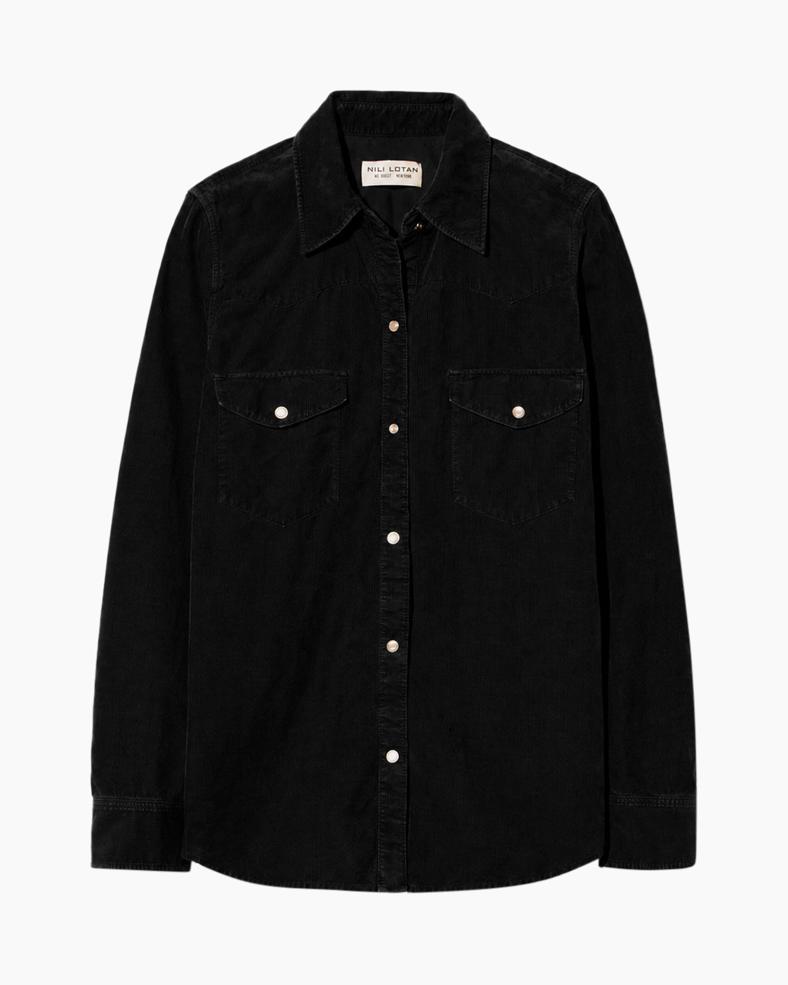 shirt, denim, black, button-down, pocket