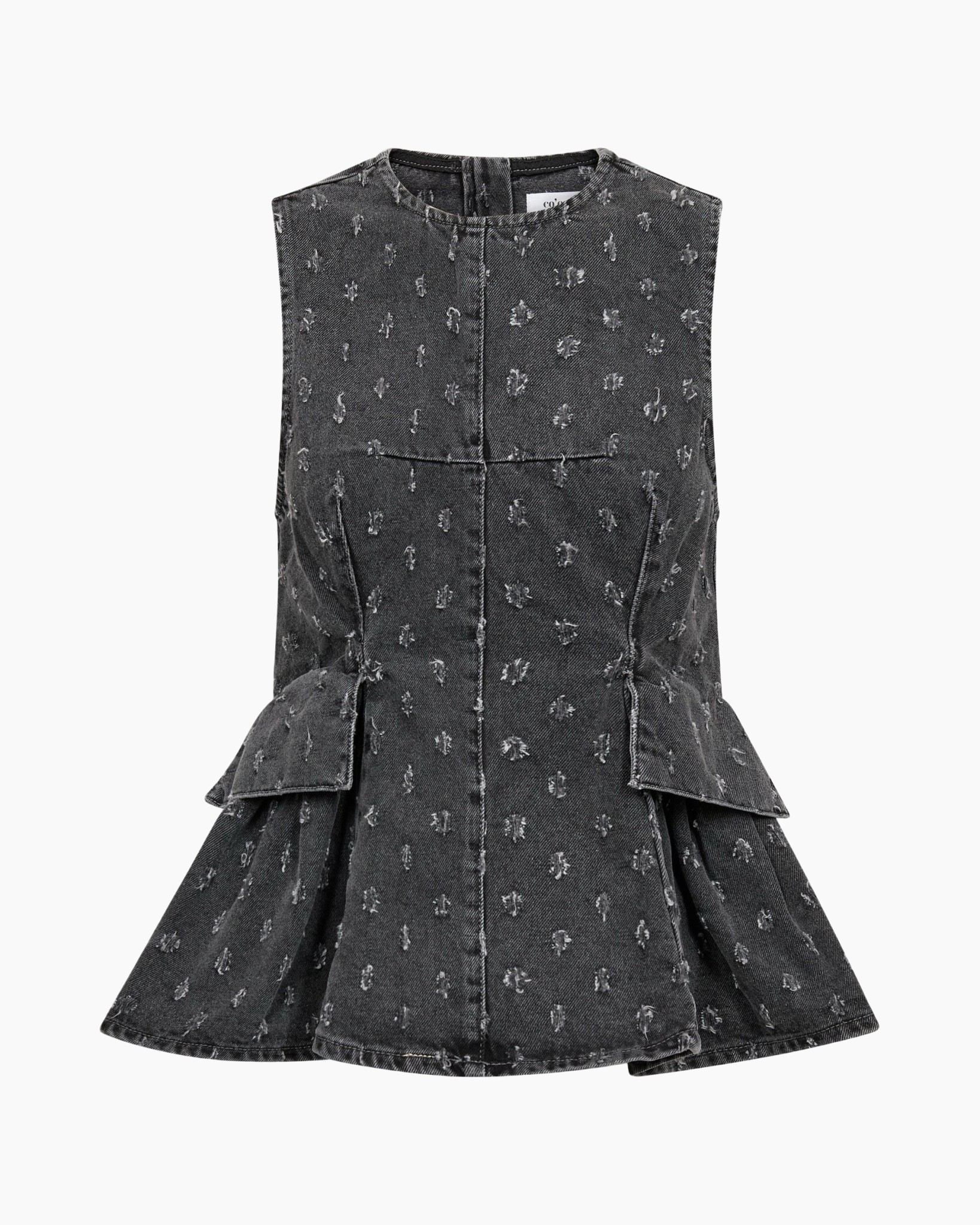 denim, sleeveless, dress, flared, textured