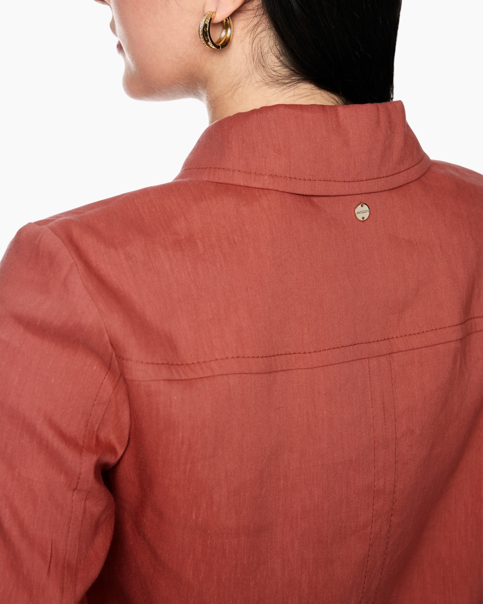 shirt, collar, back, orange, button