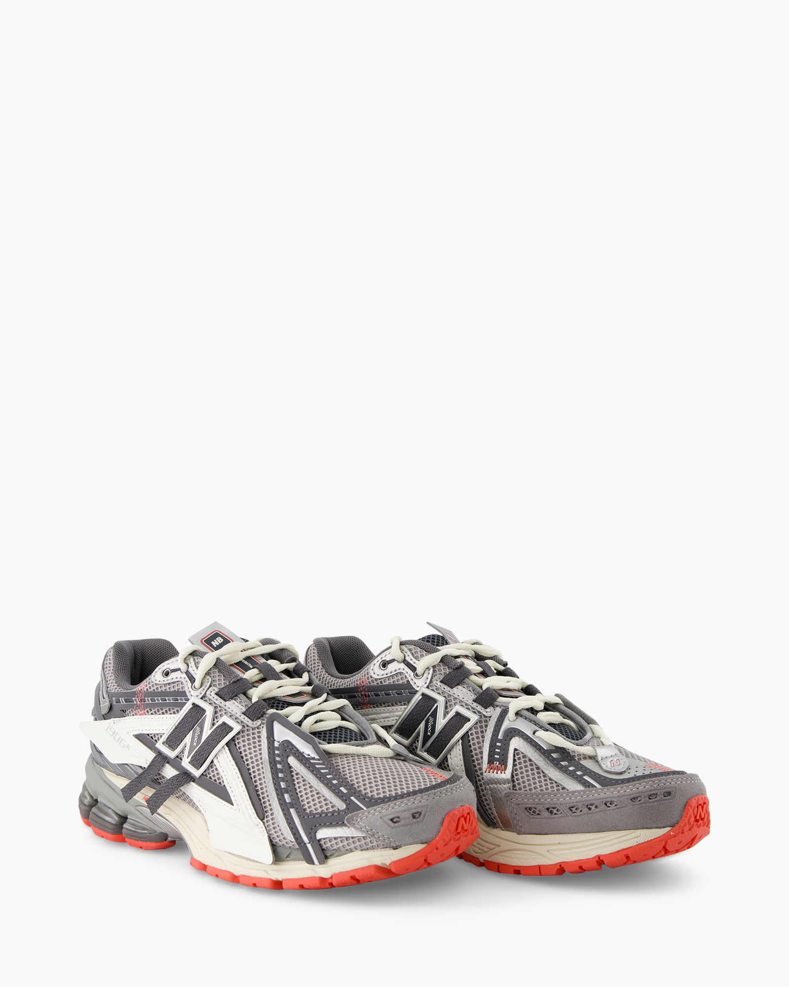 running shoe, athletic shoe, mesh upper, foam midsole, gray red sole