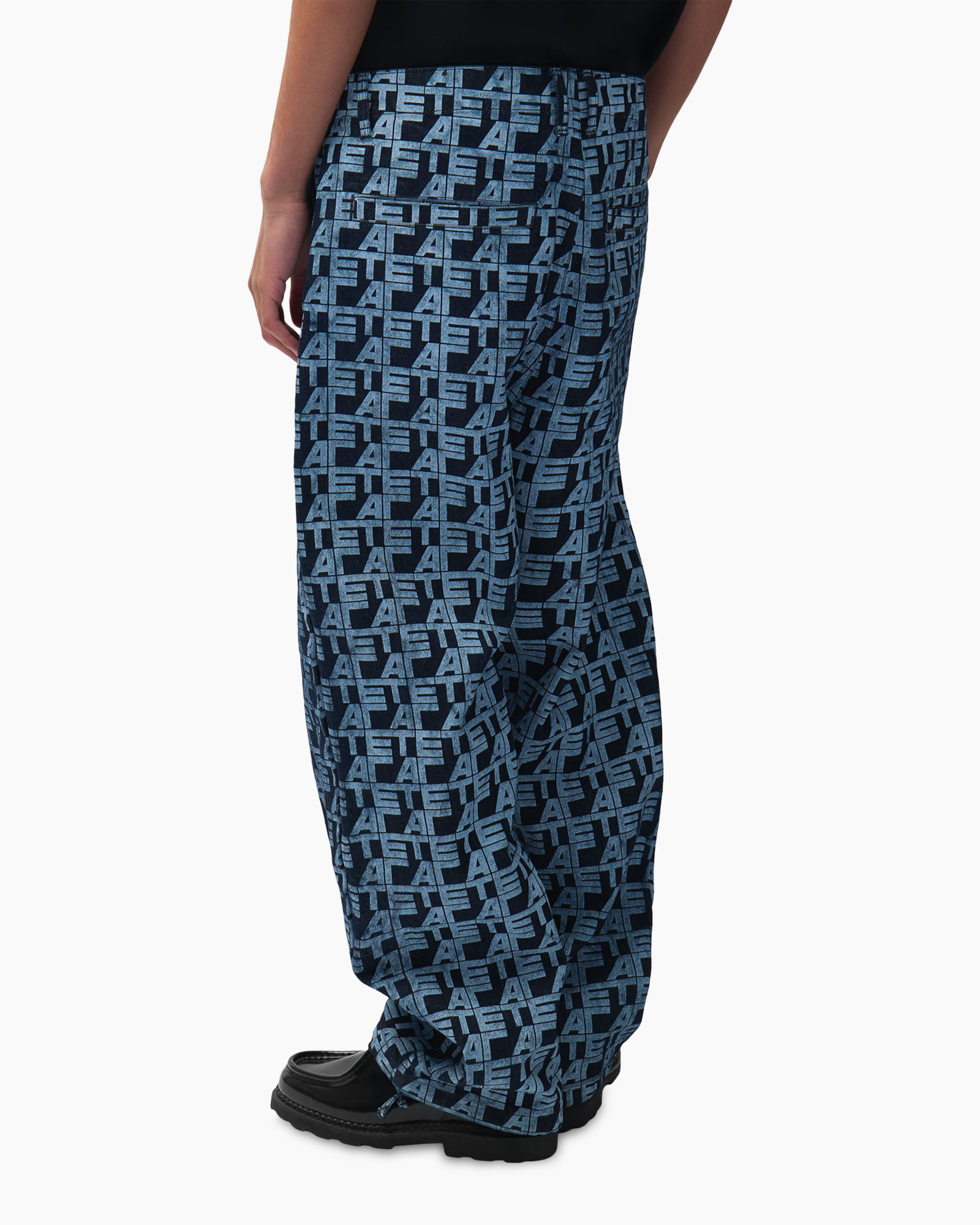 pants, pattern, logo, blue, loose-fit