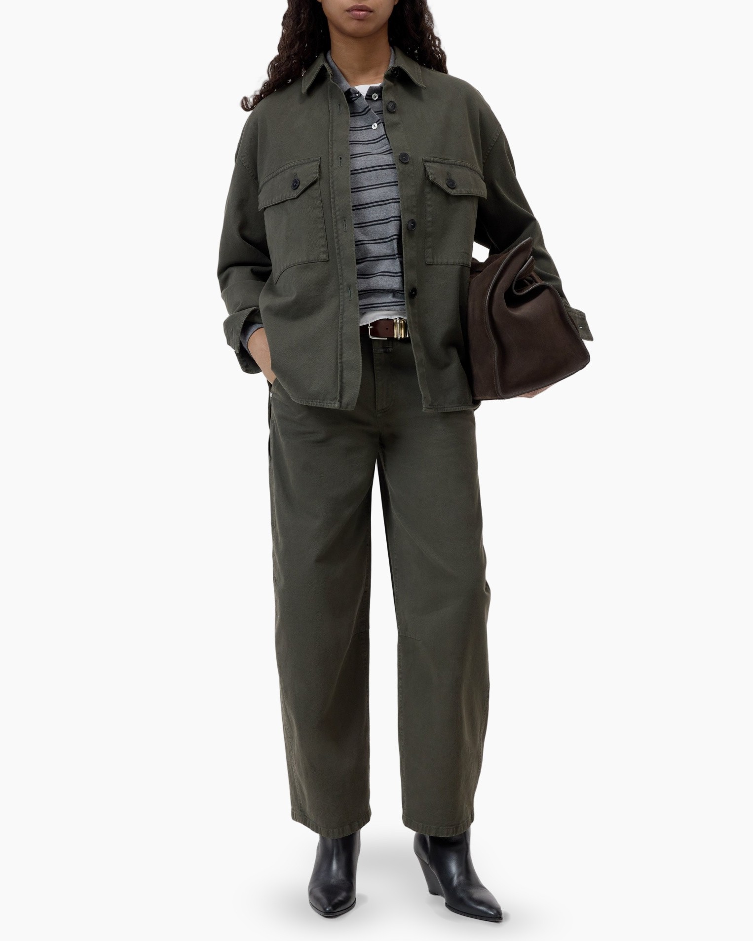 jacket, olive green, oversized, pockets, cargo style