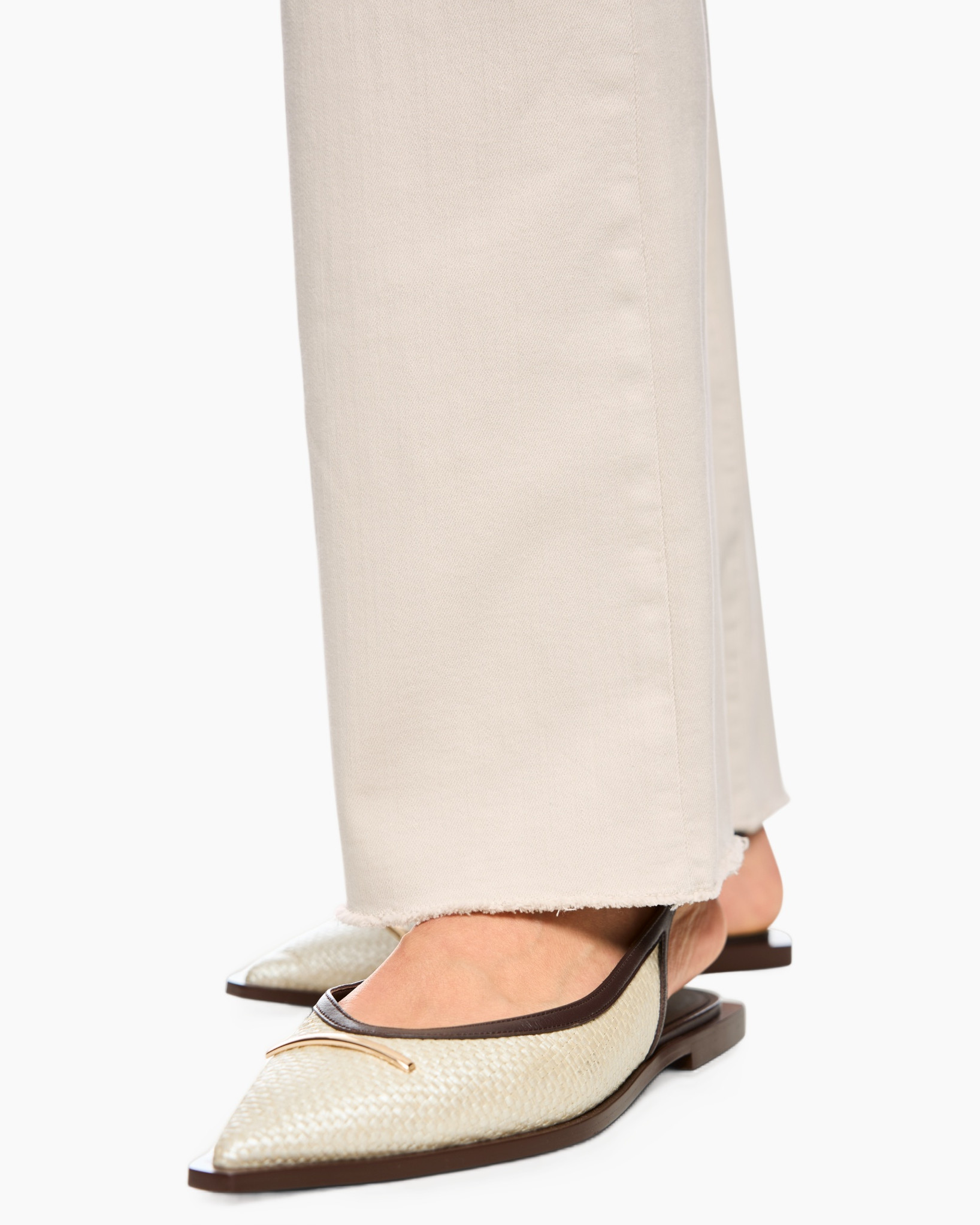 pants, beige, canvas, slip-on, mules