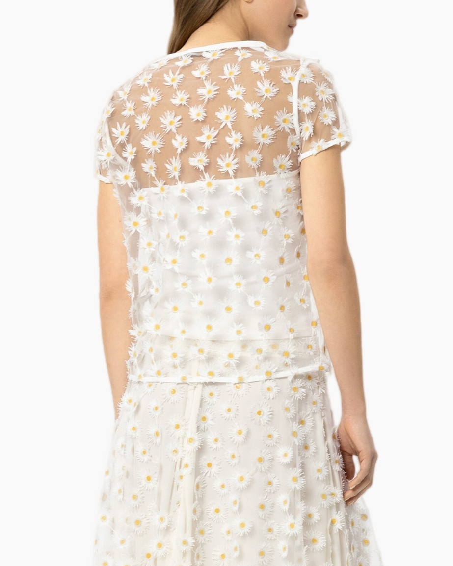 dress, white, daisy, embroidered, sheer
