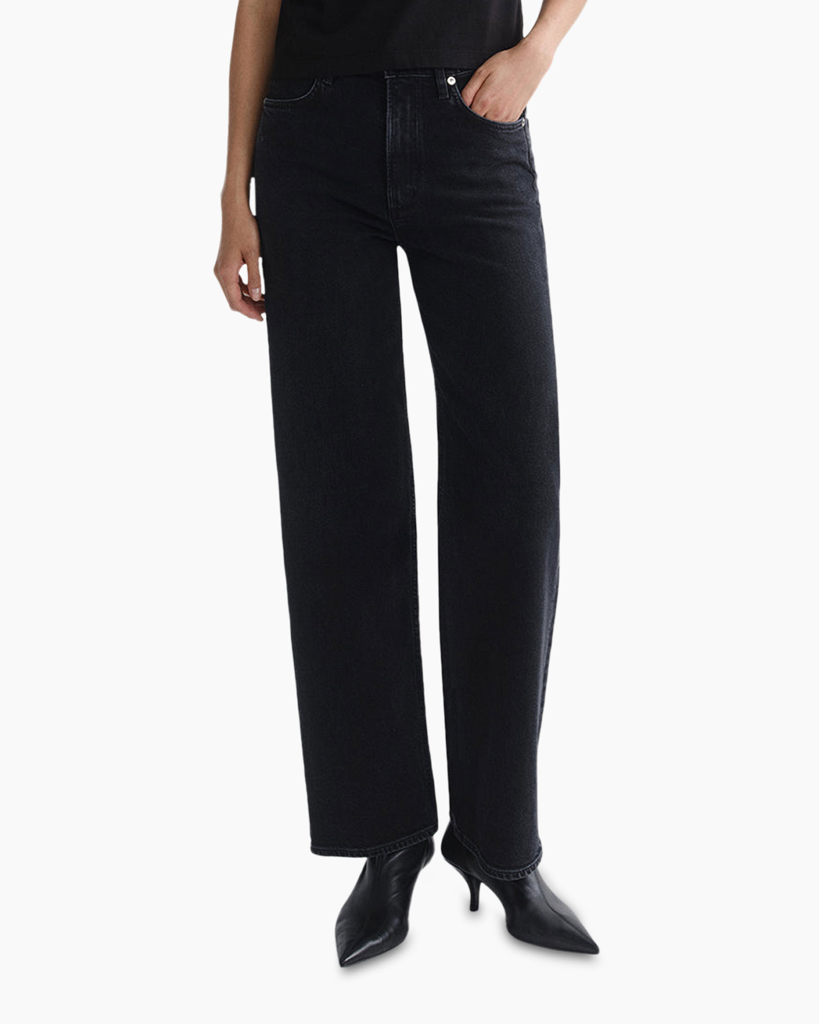jeans, black, full-length, denim, straight-leg