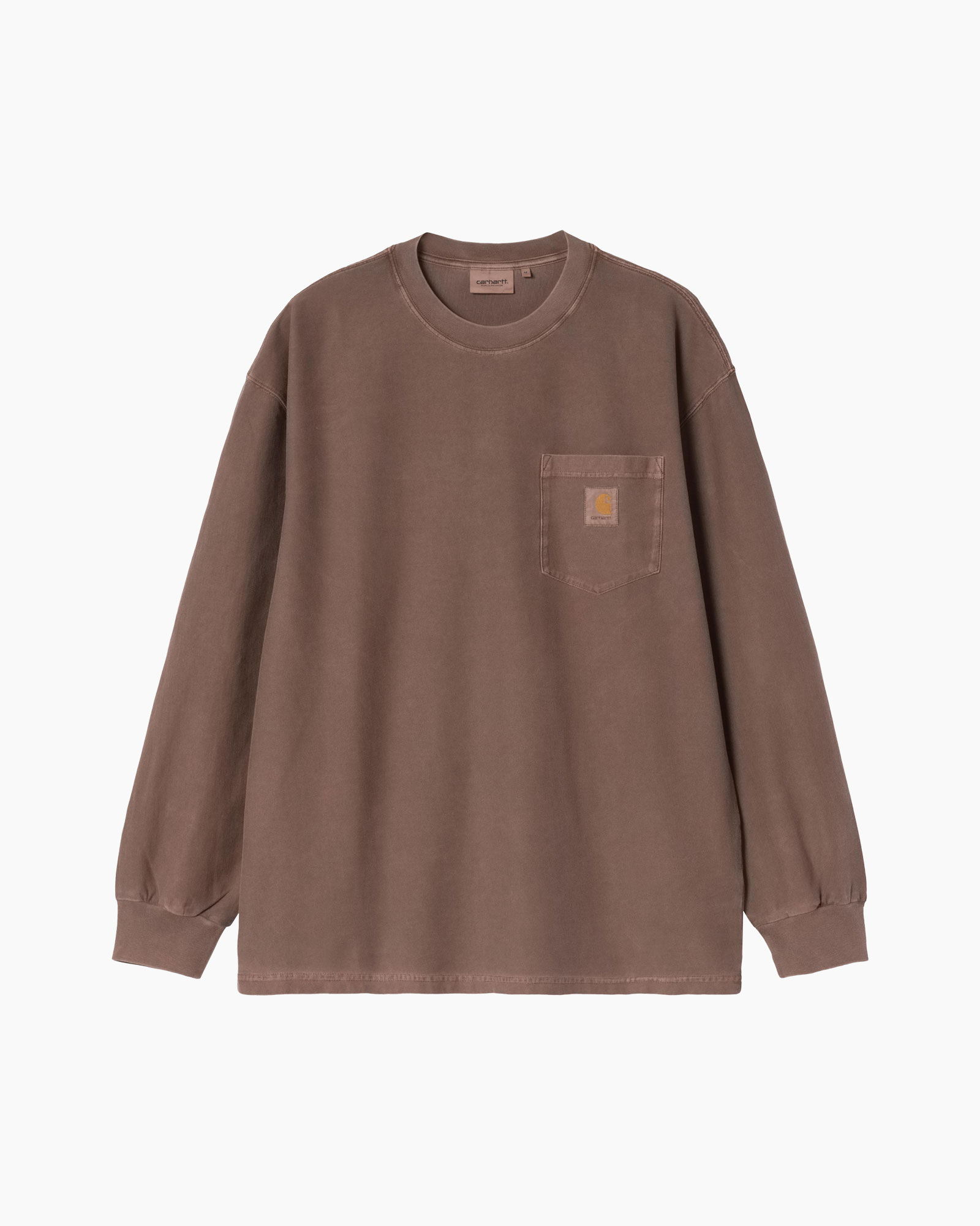 long-sleeve, crewneck, brown, pocket, carhartt