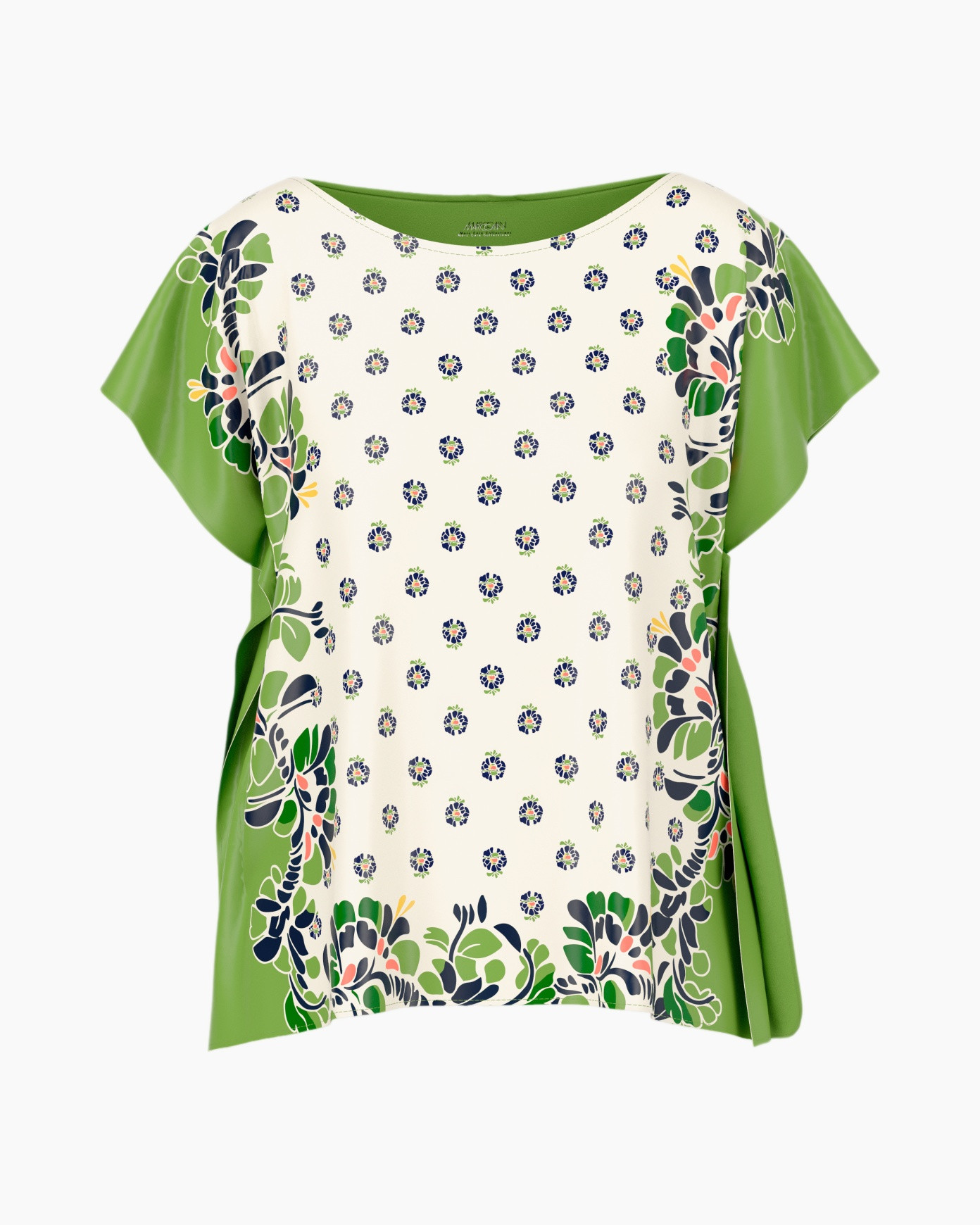 top, blouse, floral, green, pattern
