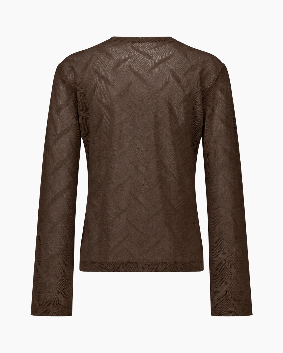 top, long-sleeve, brown, knit, patterned