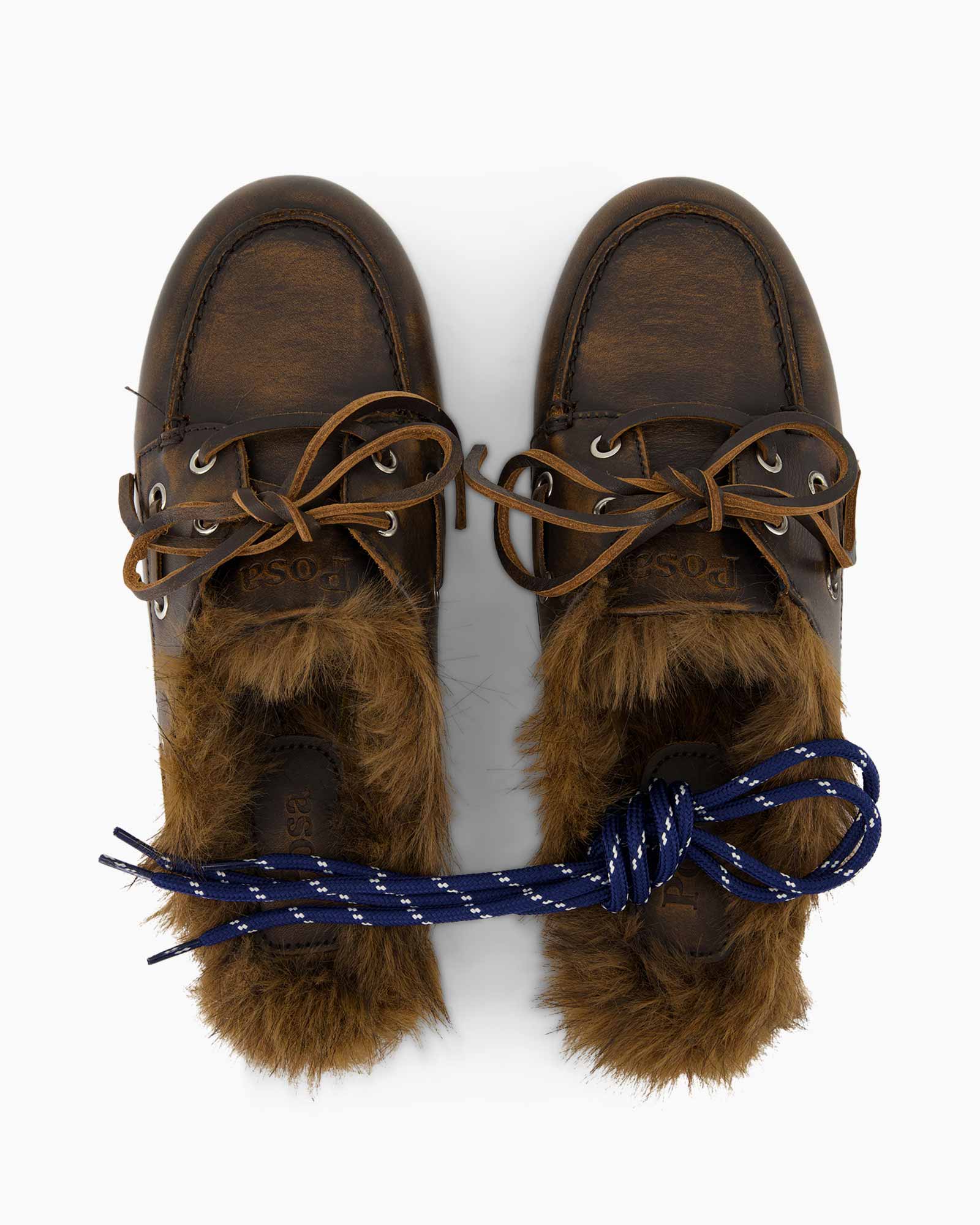 boots, fur lining, brown leather, laces, ankle boots