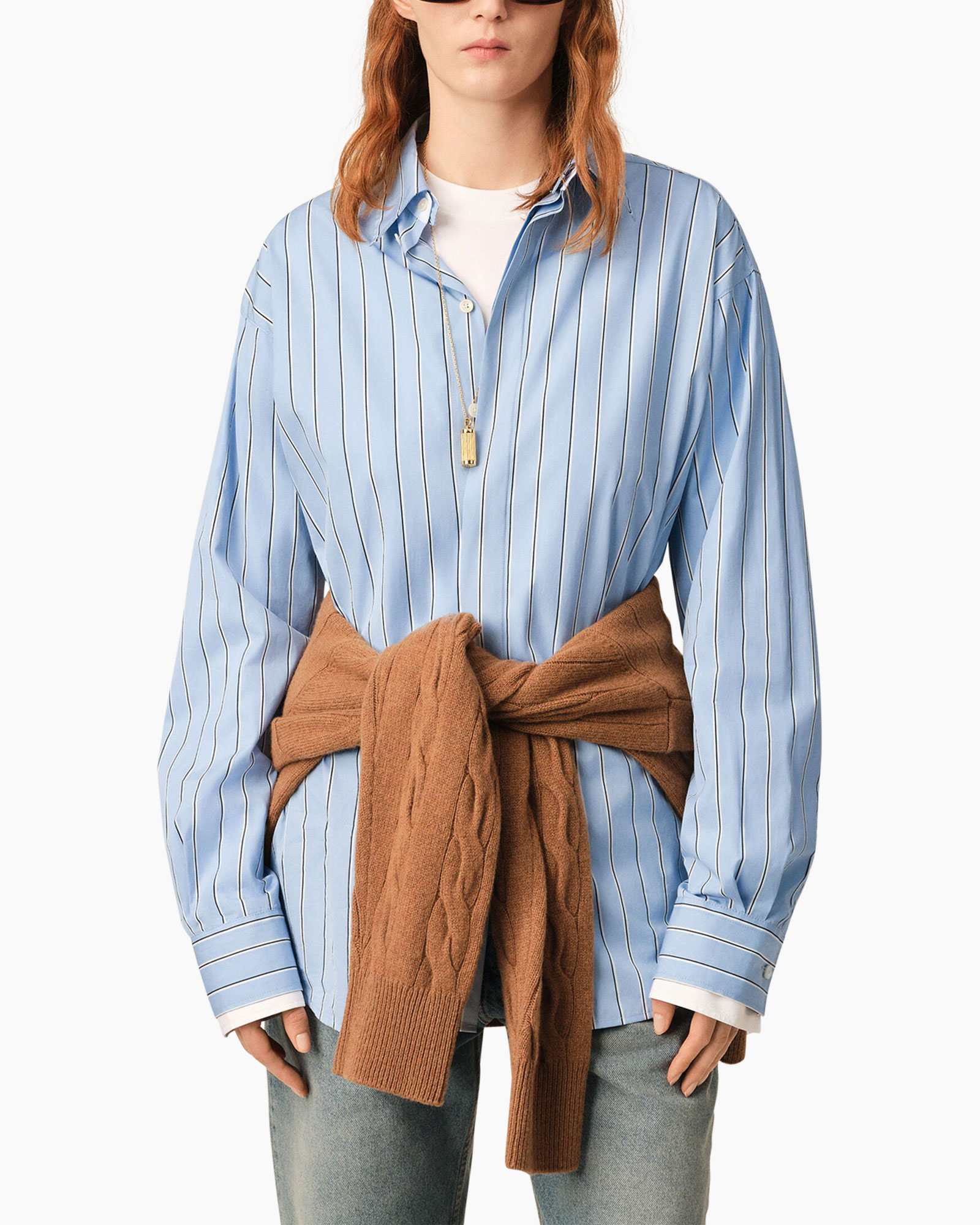 shirt, striped, blue, oversized, button-down