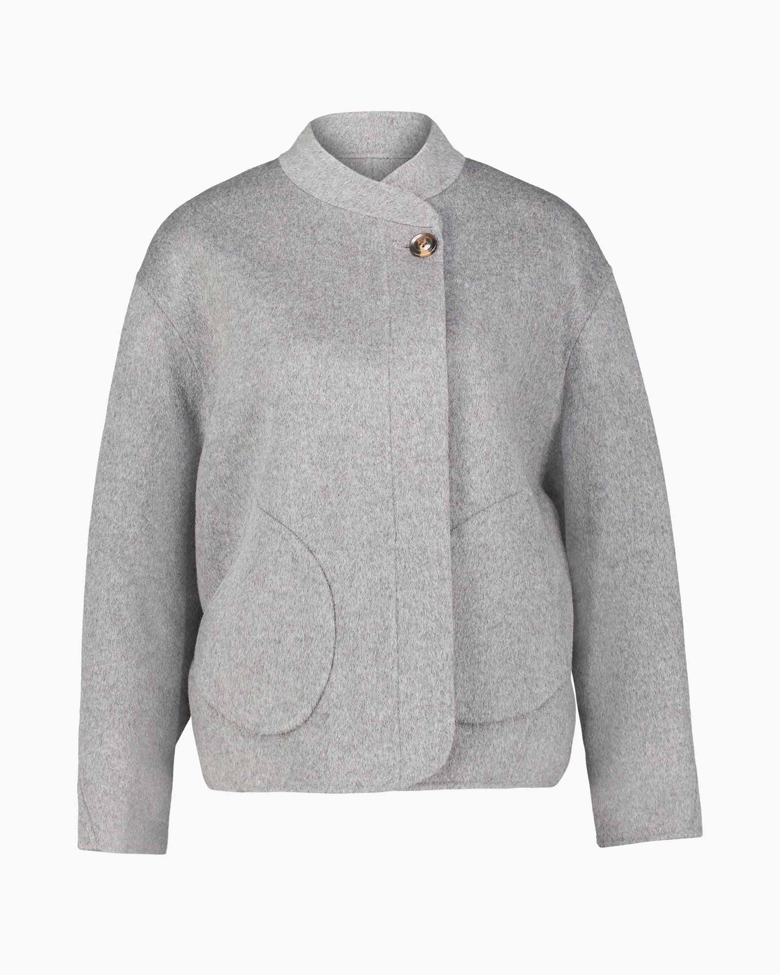 coat, grey, bolero, button, pocket