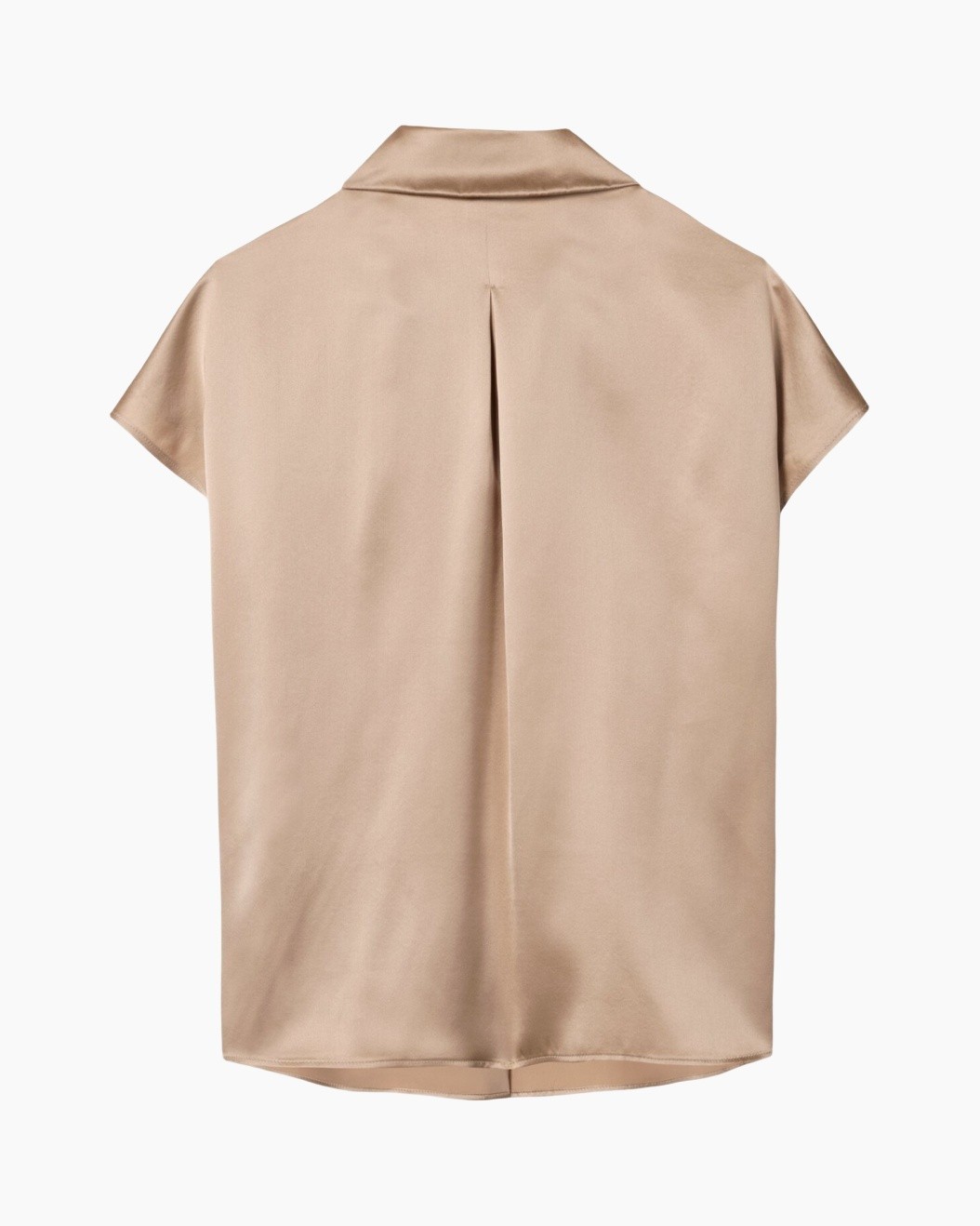 blouse, sleeveless, beige, back pleat, collared