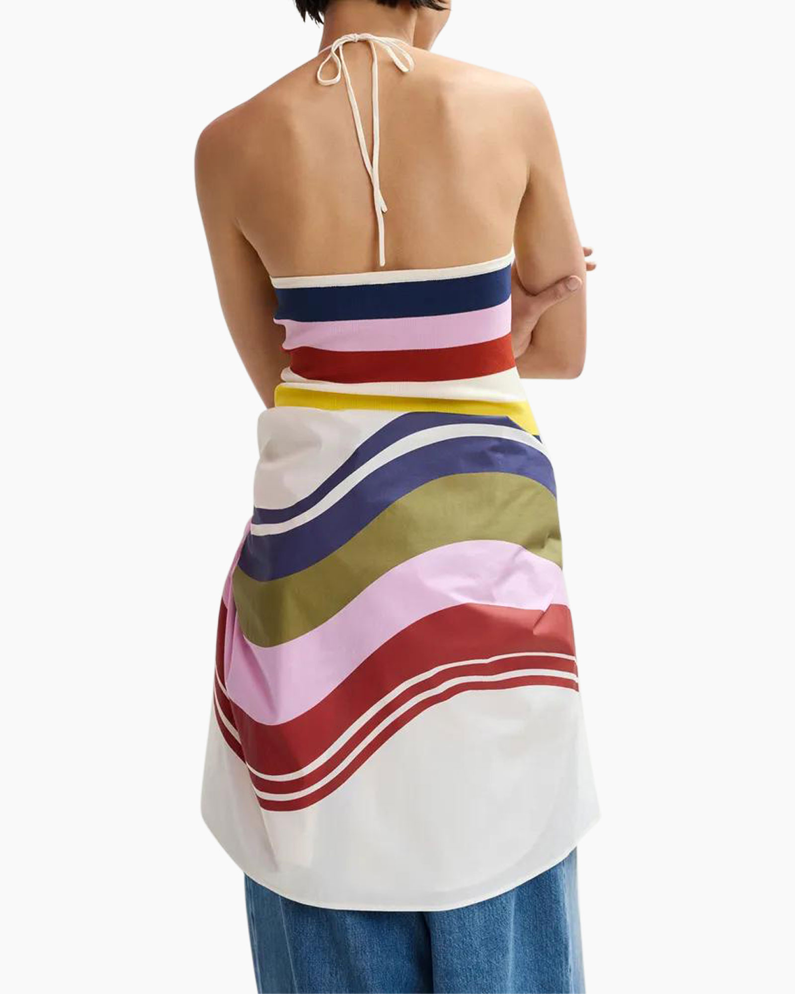 halter top, striped top, color block, knit fabric, casual wear