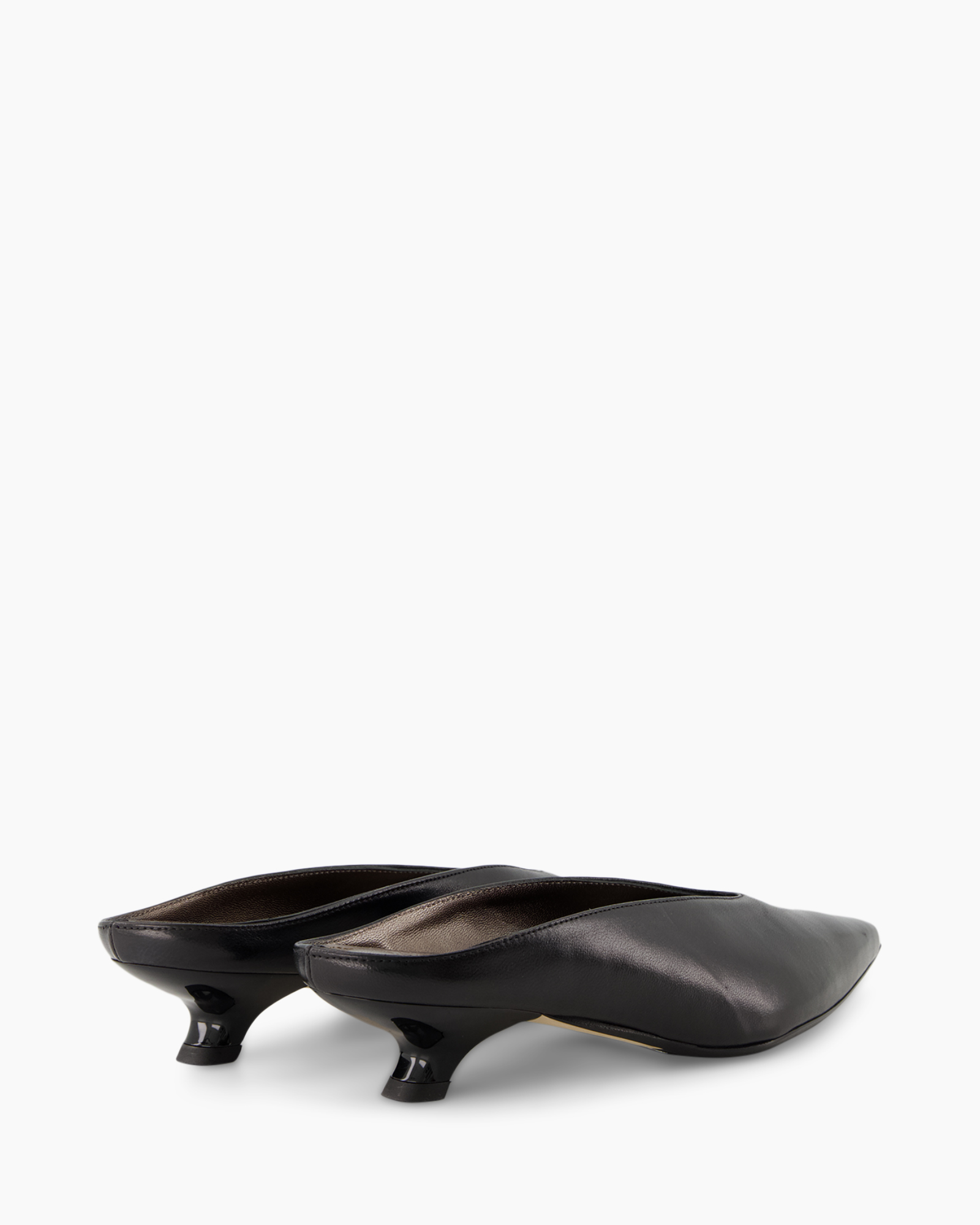 shoes, mule, black, leather, low heel