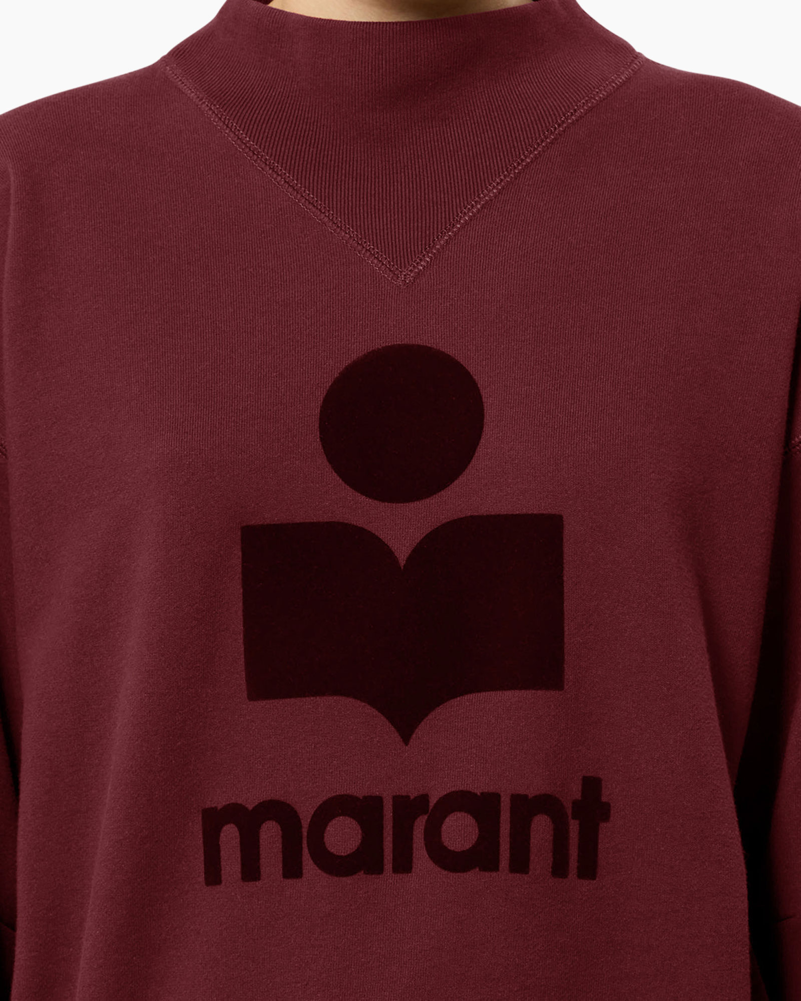 sweater, marant logo, burgundy, ribbed neckline, print design