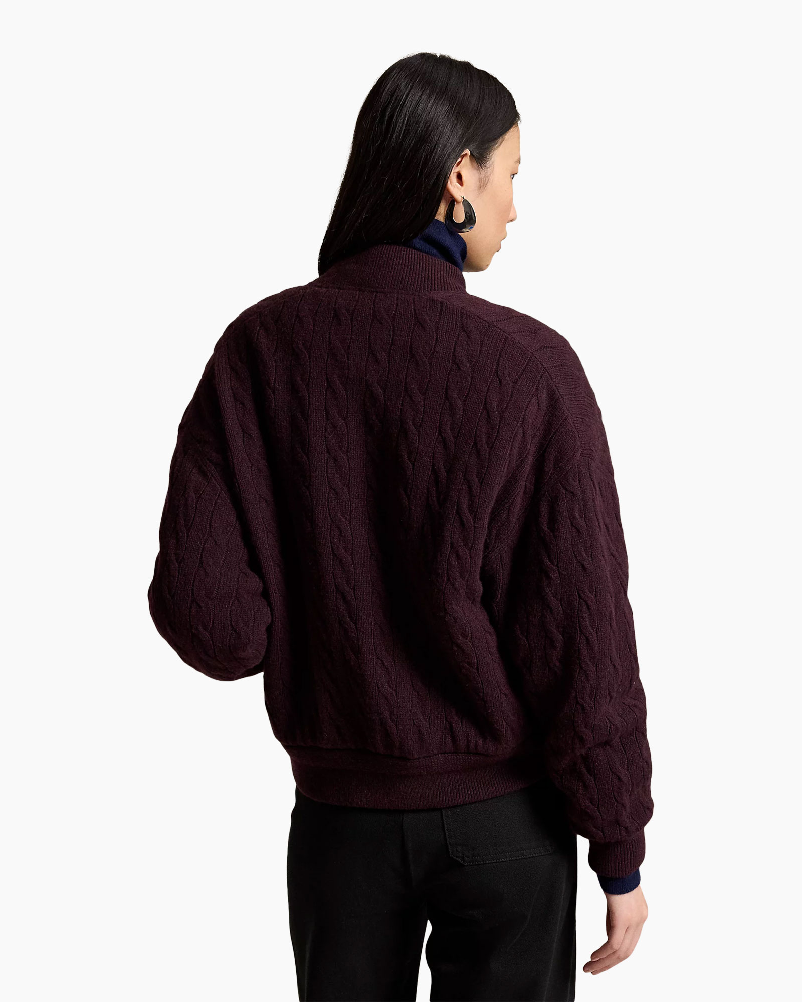 cardigan, cable knit, burgundy, logo polo, outerwear